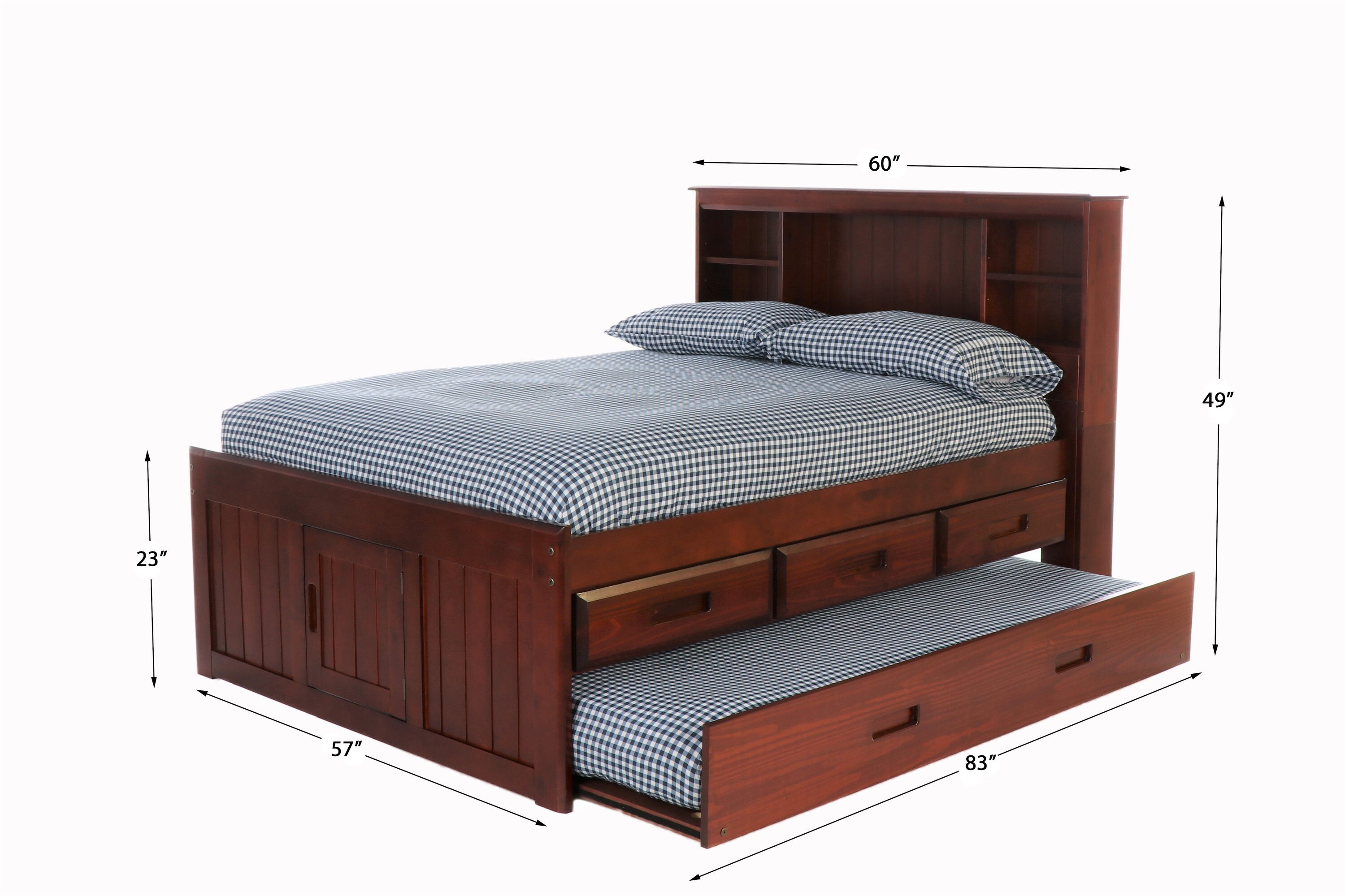 Oshome Rich Merlot Full Wood Captain Bed With Storage In The Beds Department At 7543