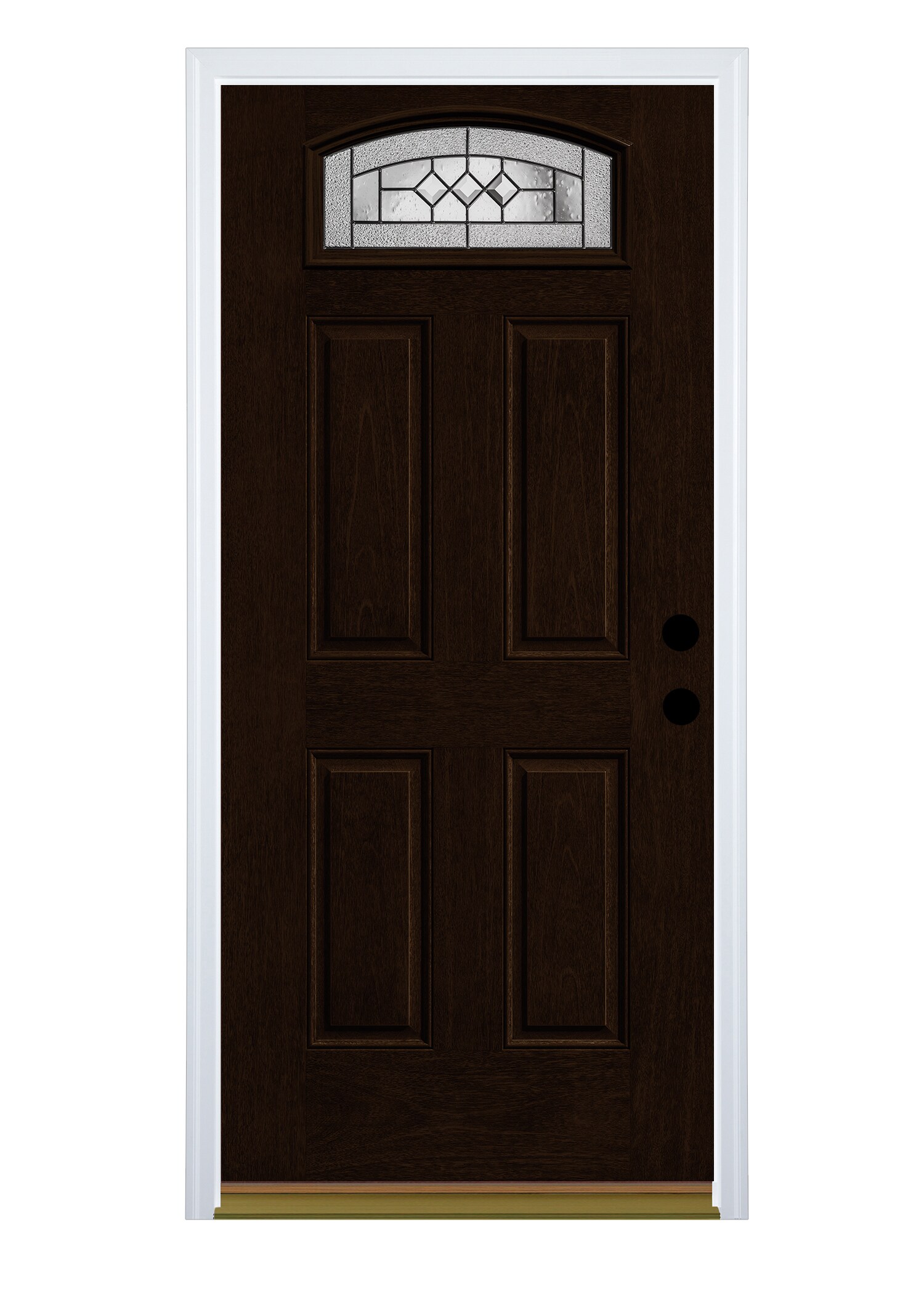 Therma-Tru Benchmark Doors TTB639357SOS Parson 36-in x 80-in Fiberglass 1/4 Lite Left-Hand Inswing Dark Elm Stained Single Front Door with Brickmould Insulating Core