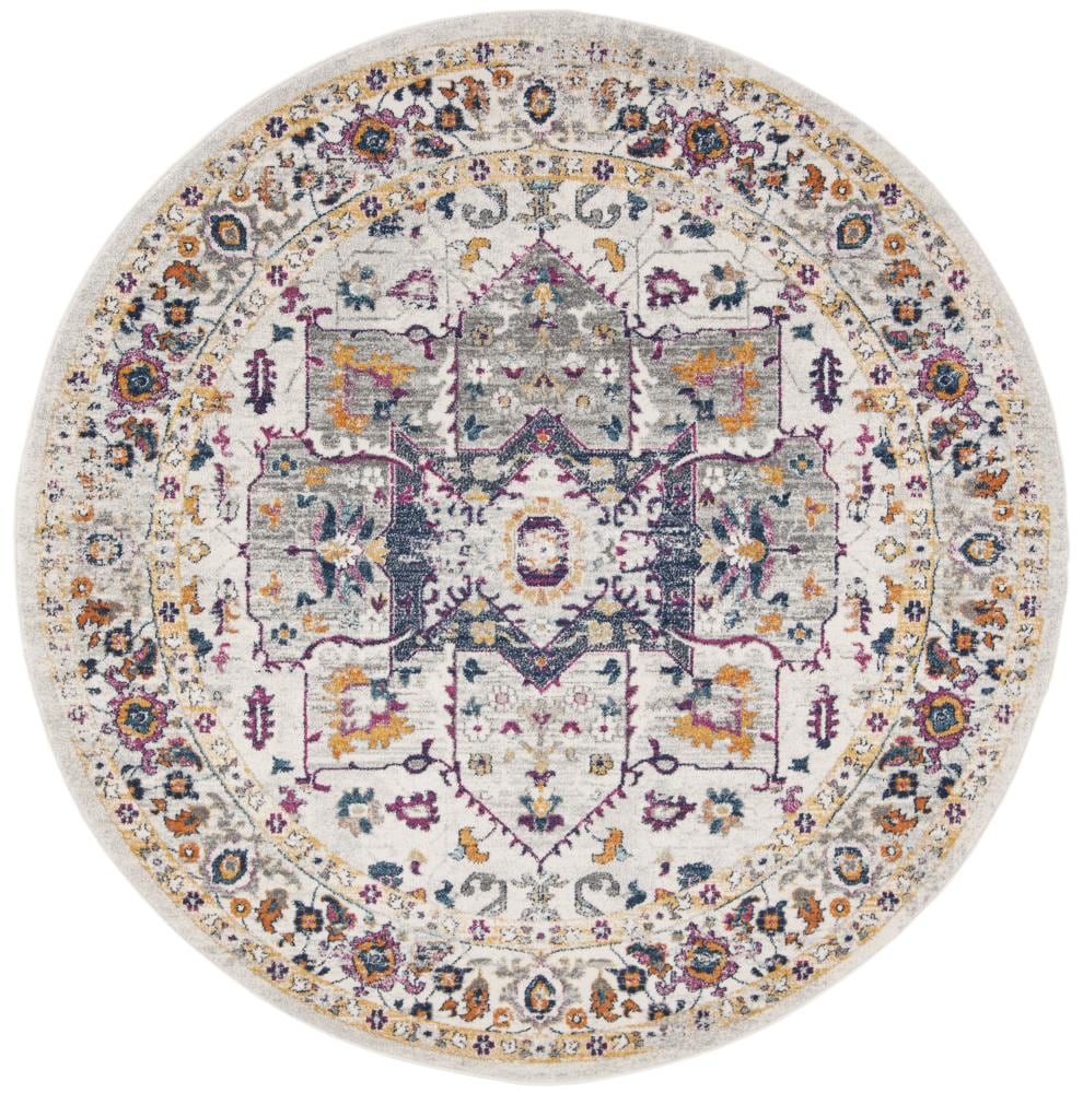 Safavieh EVK275A-7R Evoke Livia 7 x 7 (ft) Loomed Synthetic Ivory/Gray Round Indoor Distressed/Overdyed Vintage Area rug