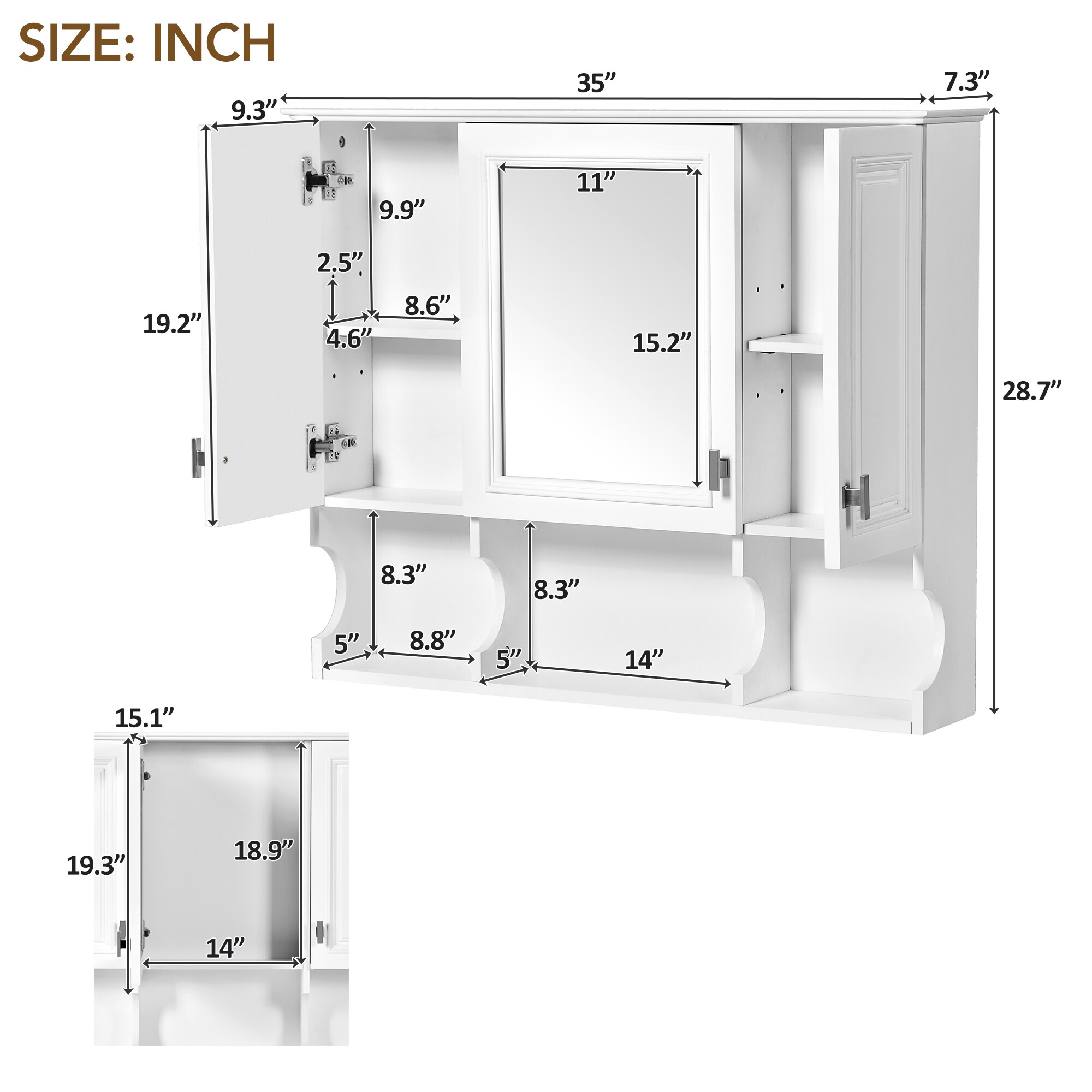 WELLFOR GIZQN7101AK Bathroom-Medicine-Cabinets - View #6