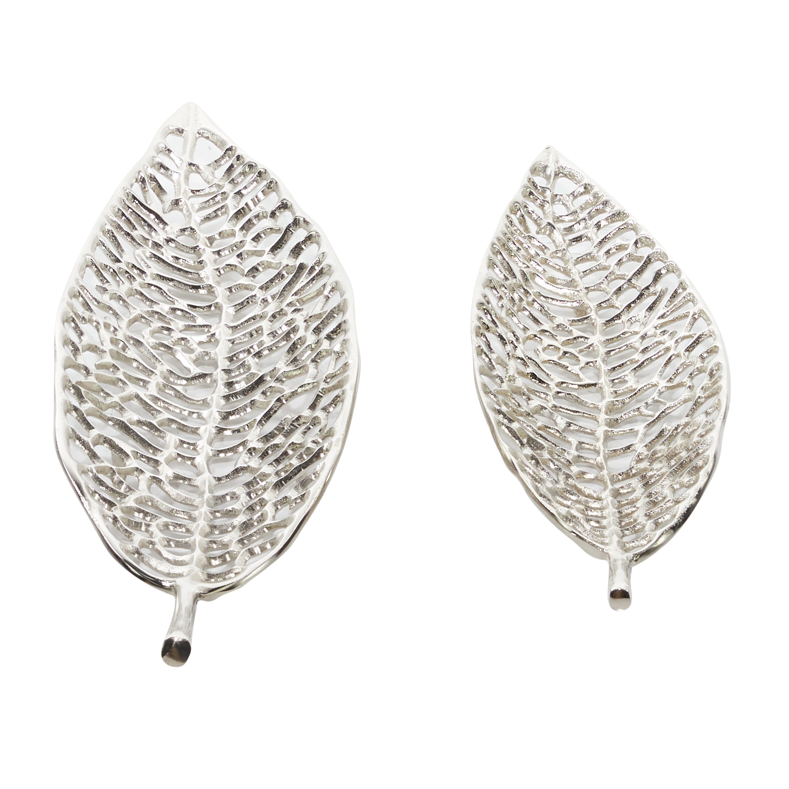 Silver Aluminum Leaf Shaped Decorative Tray Set