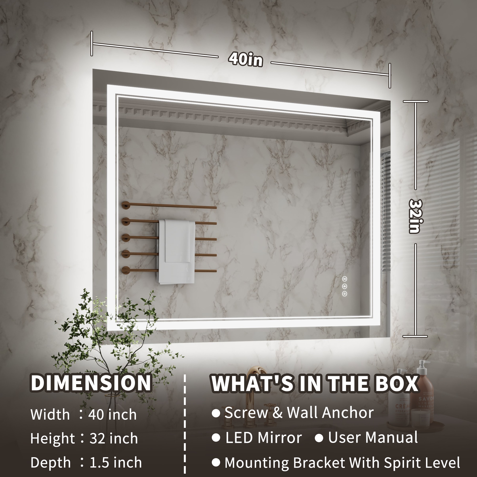 ExBrite JQBM2436FB3D Framed-Bath-Mirrors - View #3
