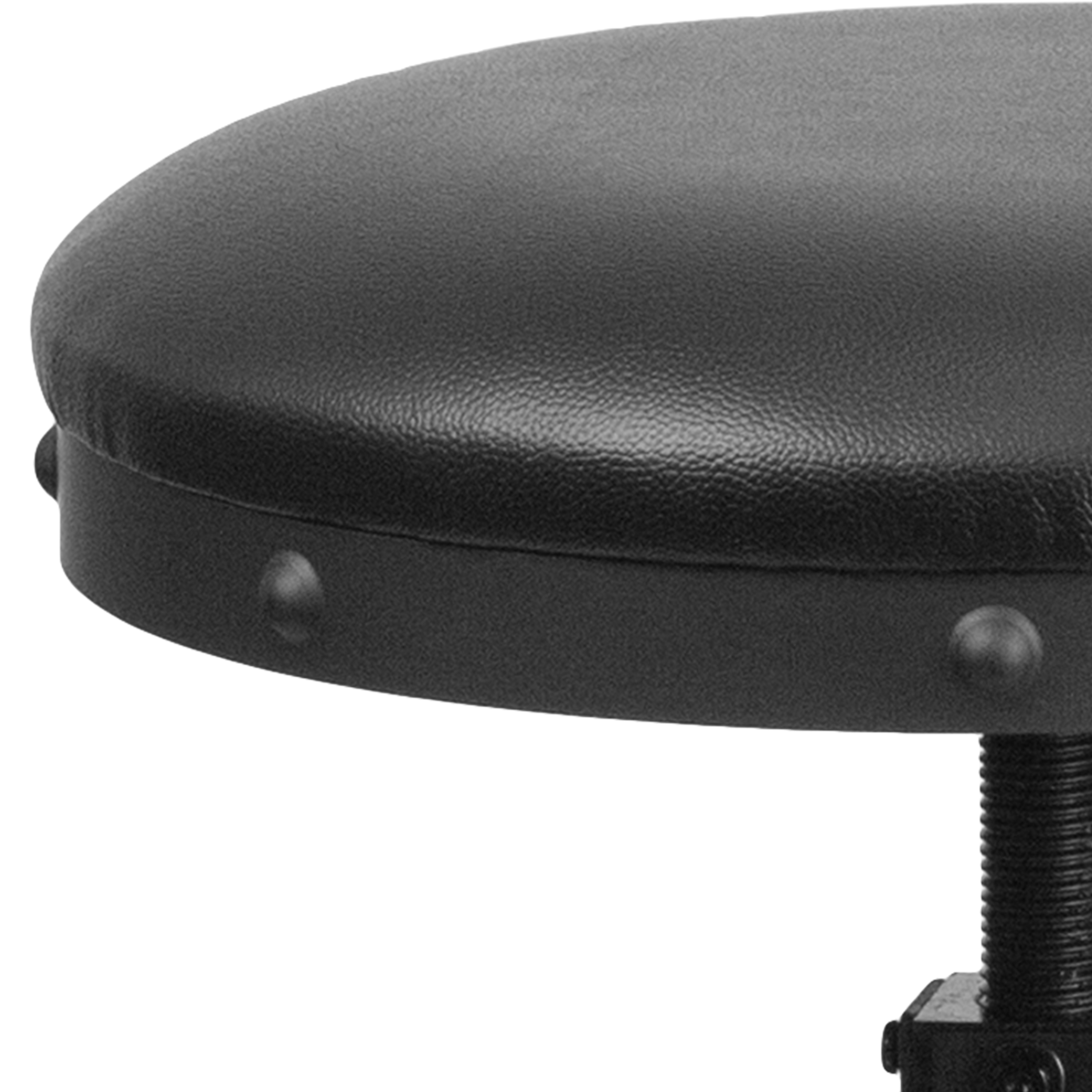 Adjustable Black Leather Swivel Backless Metal Barstool