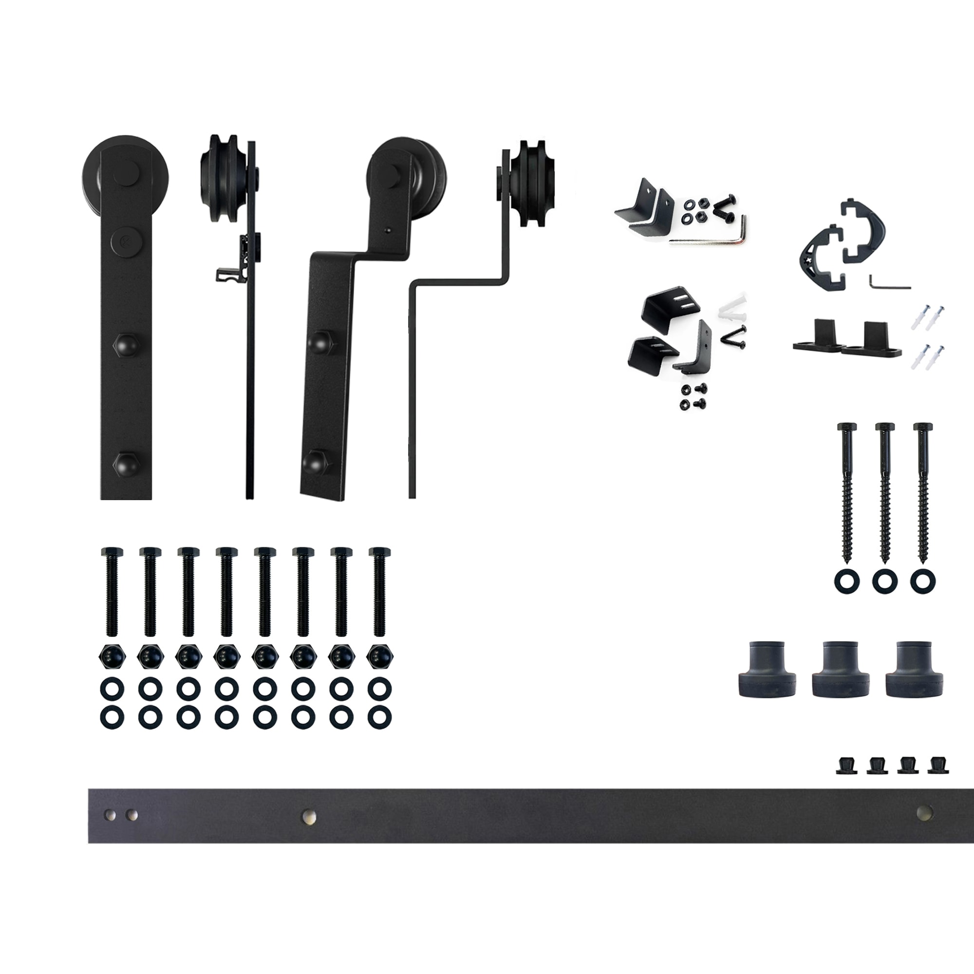 HOMACER ZT5TGH048C 48-in Rustic black Black Indoor I-strap Double bypass Barn door hardware kit