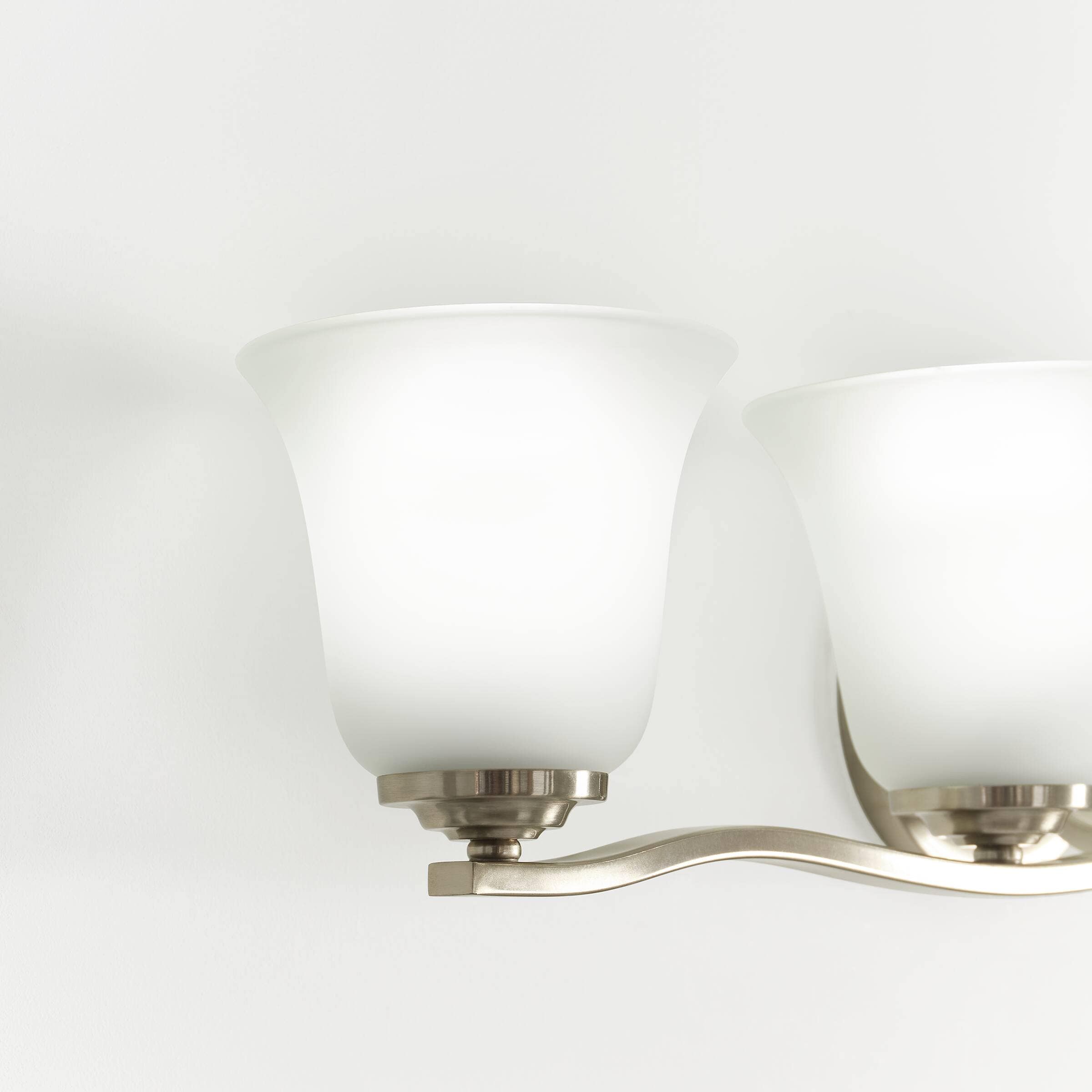 Brushed Nickel 4-Light Vanity Fixture with Satin Etched Glass Shades