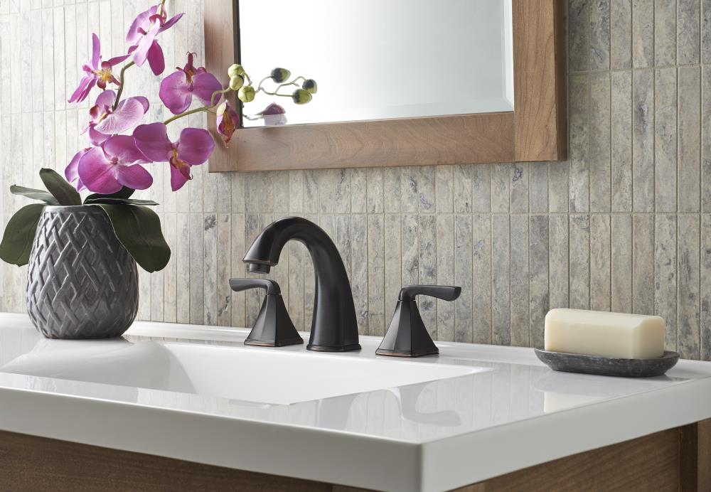 Pfister Selia Tuscan bronze Widespread 2-handle WaterSense Mid-arc Residential Handle Bathroom Sink Faucet with Drain