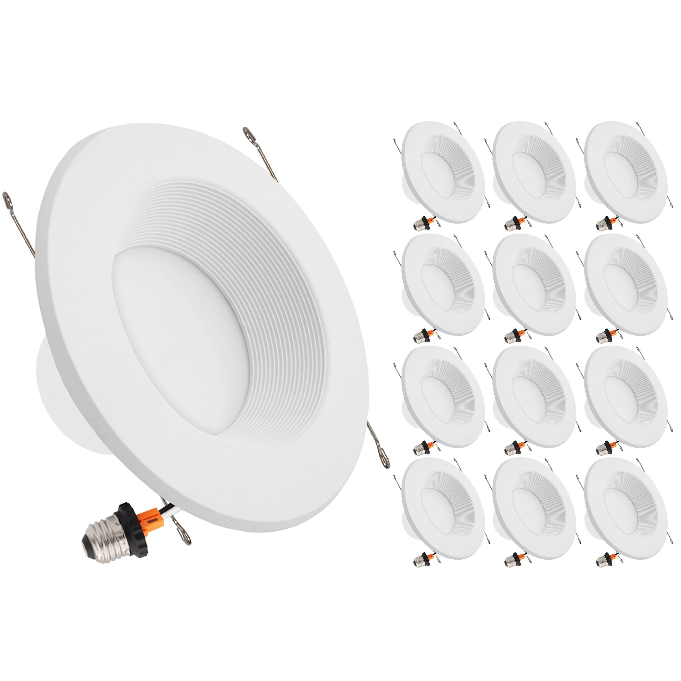 Maxxima MRL-615205-12 White 5-in or 6-in 1300 -Lumens Switchable white Round Dimmable LED Damp rated Recessed Downlight 12 -Pack