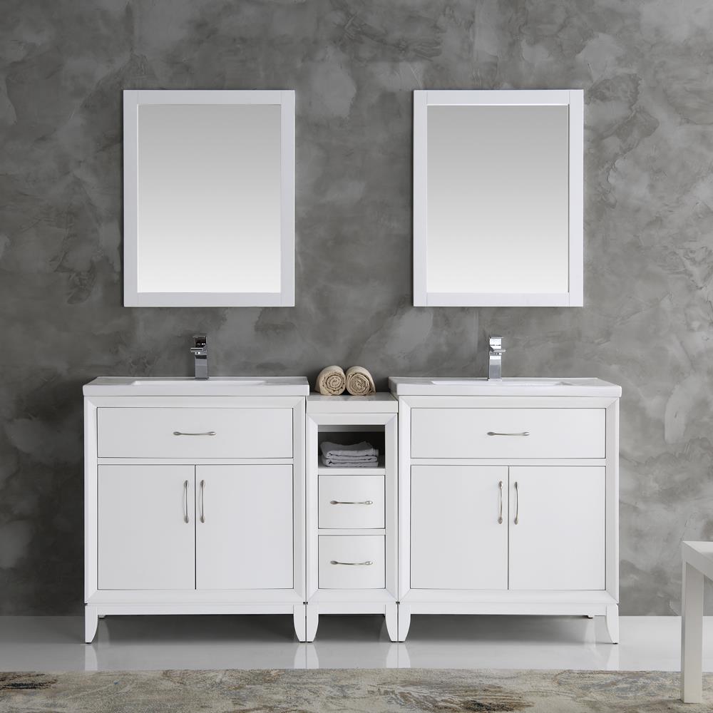 Fresca Cambridge 72-in White Double Sink Bathroom Vanity with White ...