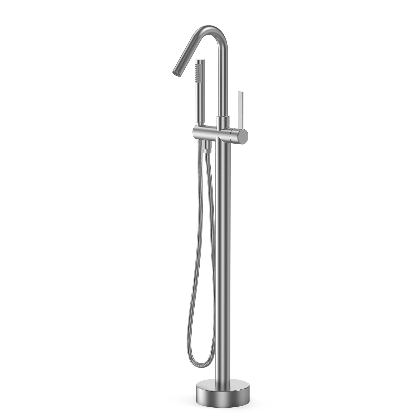 GAOMON Freestanding Tub Faucet Single Handle Floor Mount Bathtub Filler with 3-Function Handheld Shower Mixer Tap for Bathroom Tub Silver