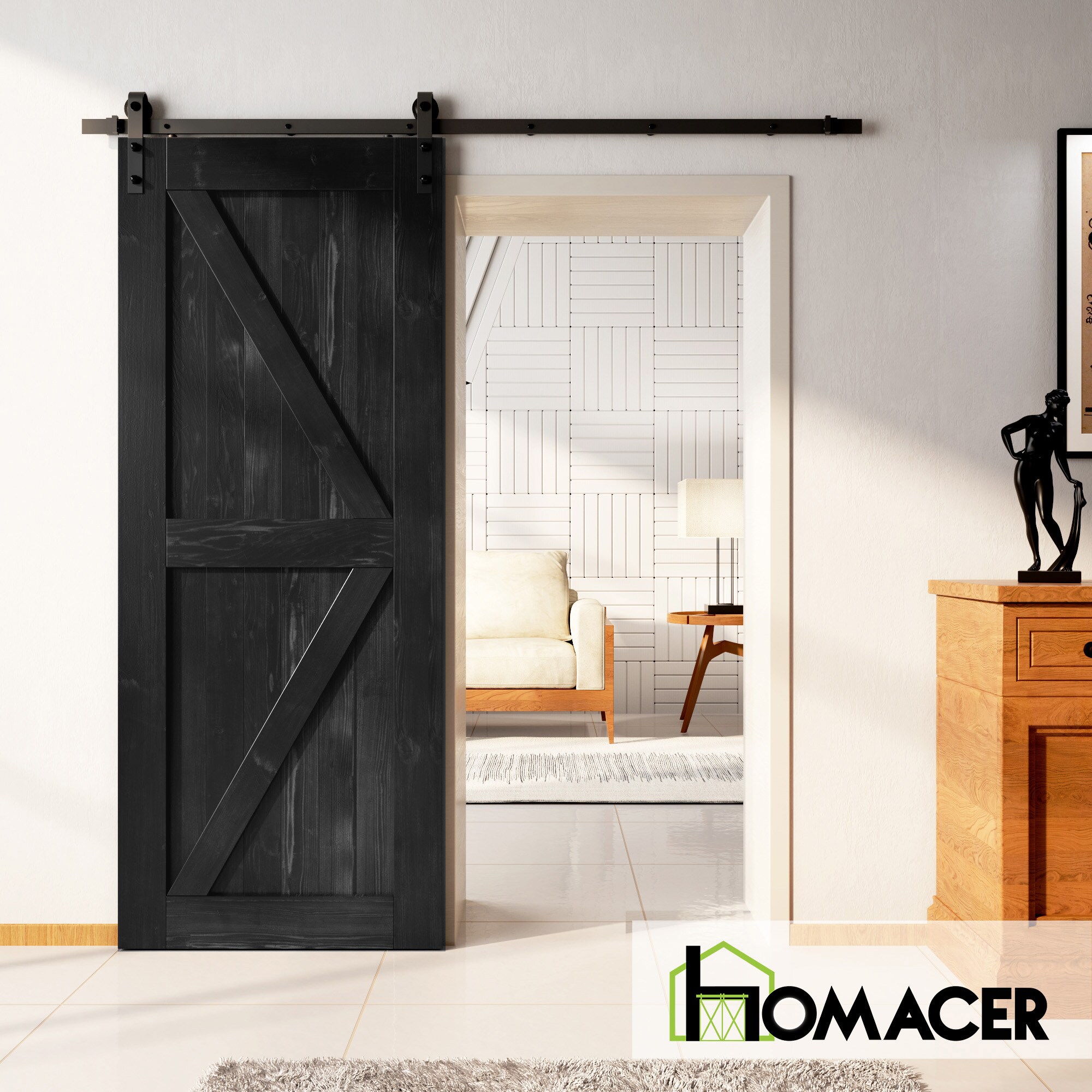 HOMACER 3880F-BLACK Barn-Doors - View #2