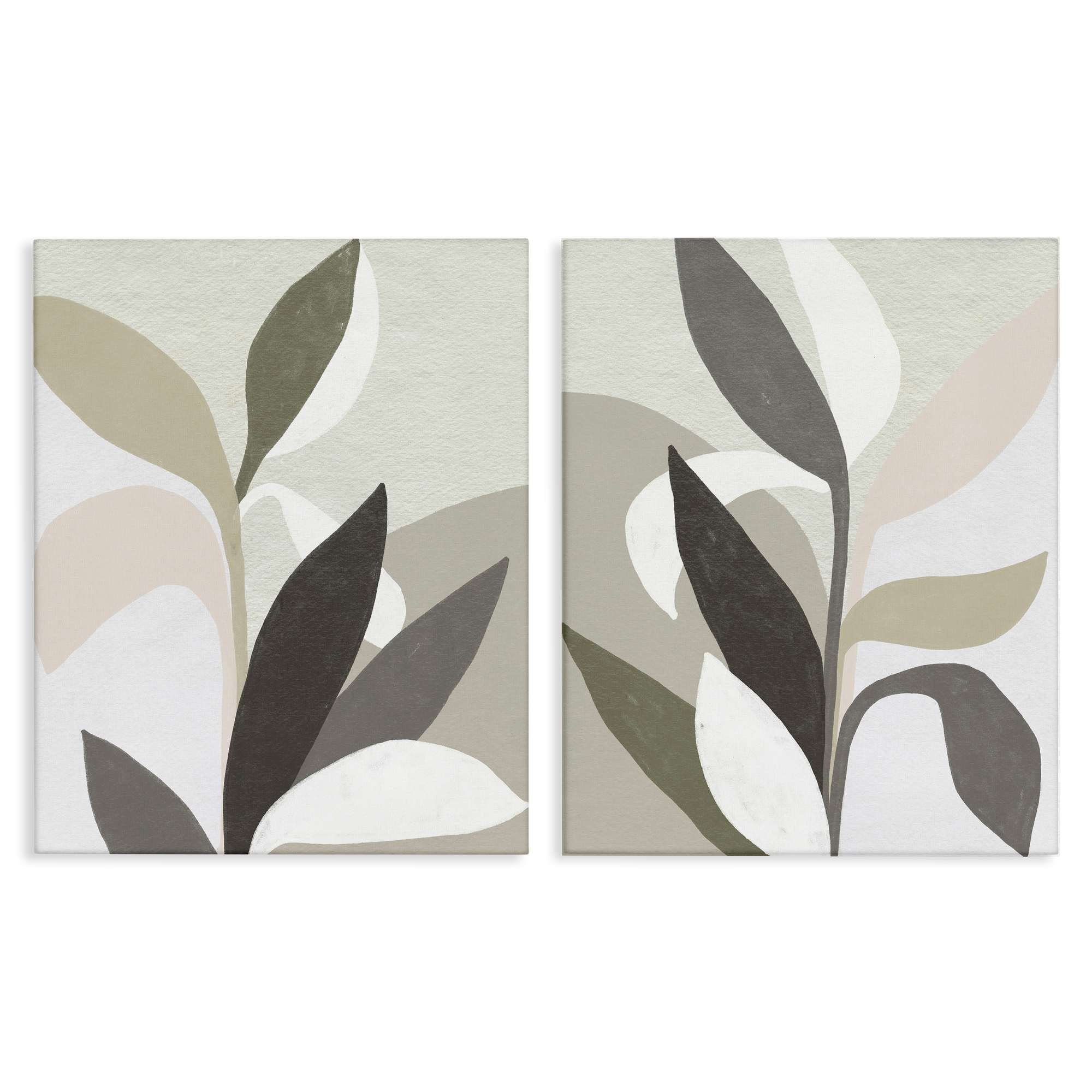 Stupell Industries B2-760-CN-2PC-24X30 Neutral Leaf Shapes 2 Piece Canvas Wall Art Set By June Erica Vess 24 x 30