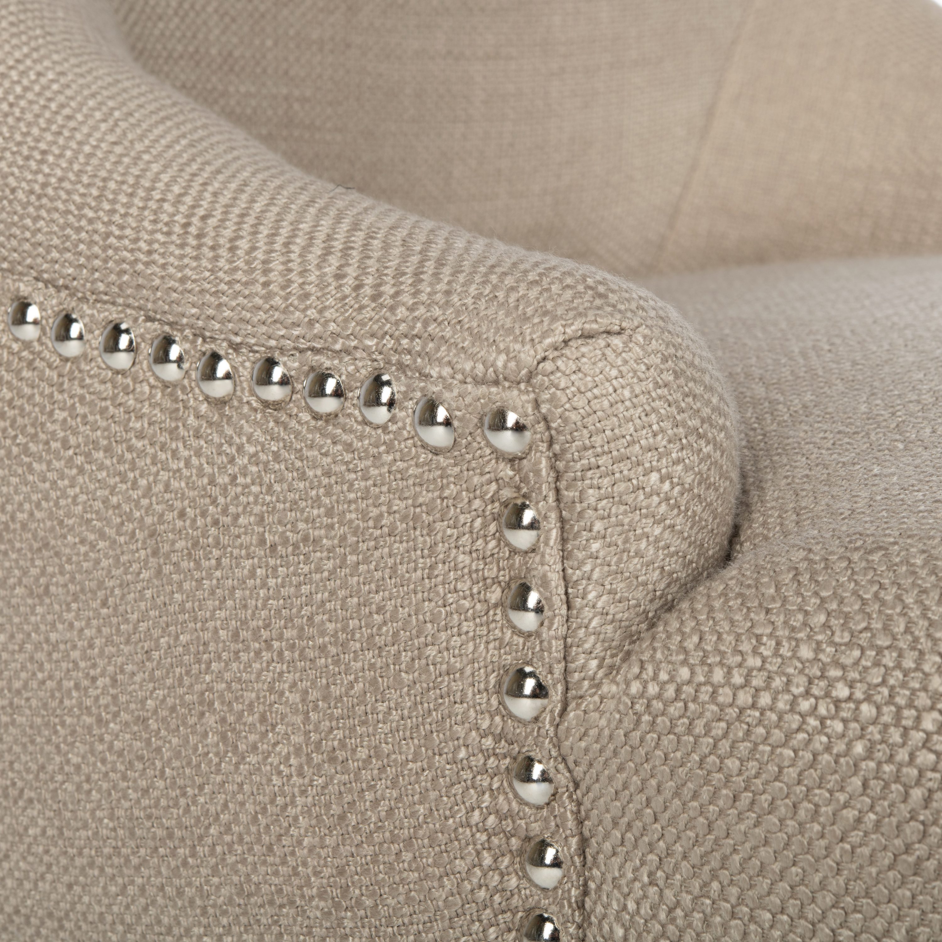 Beige Linen Upholstered Parsons Side Chair with Wood Legs