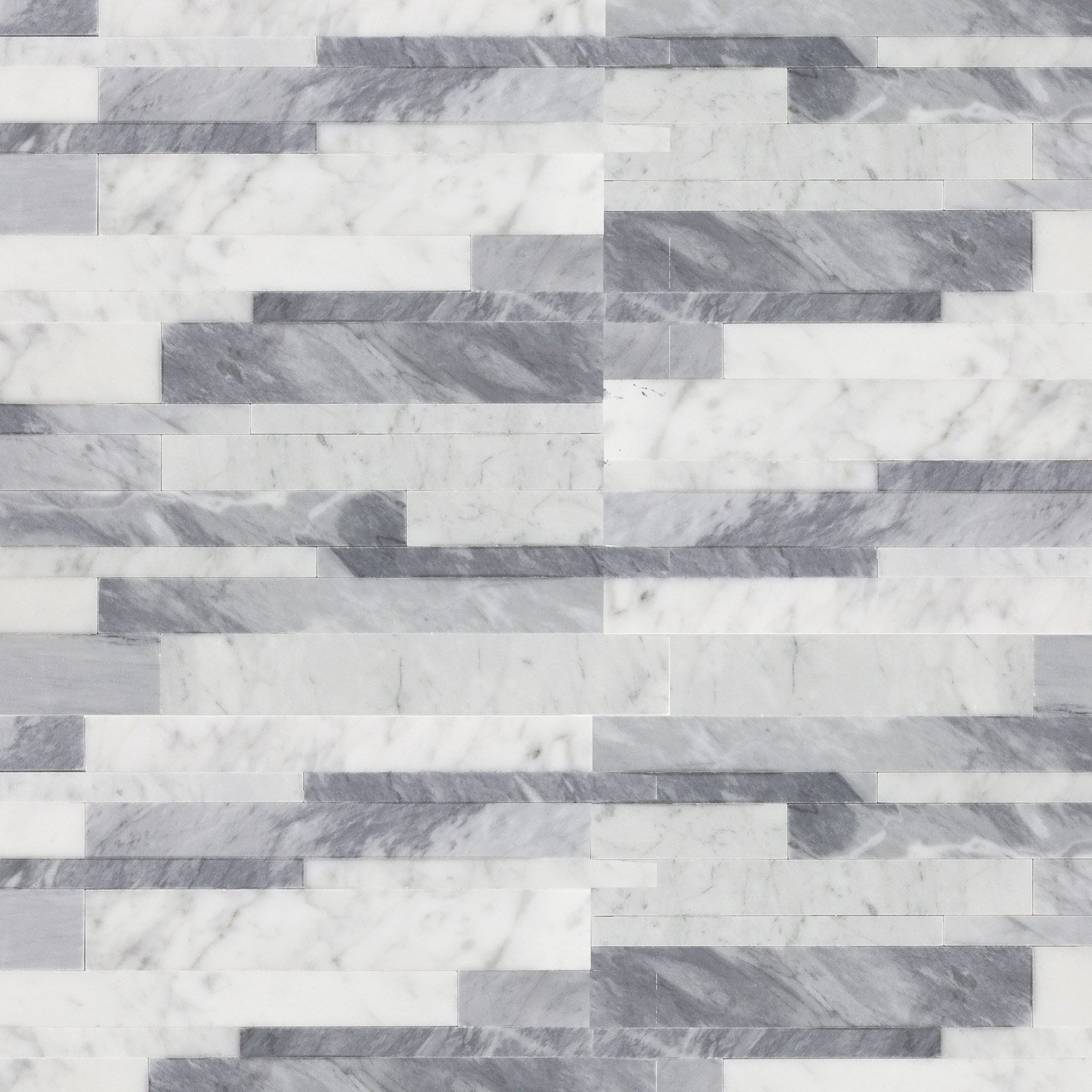 Peel&Stick Mosaics Skyline Gray and White 12-in x 12-in Polished Natural stone Linear Mosaic Wall Tile ( 0.858-sq ft Piece )