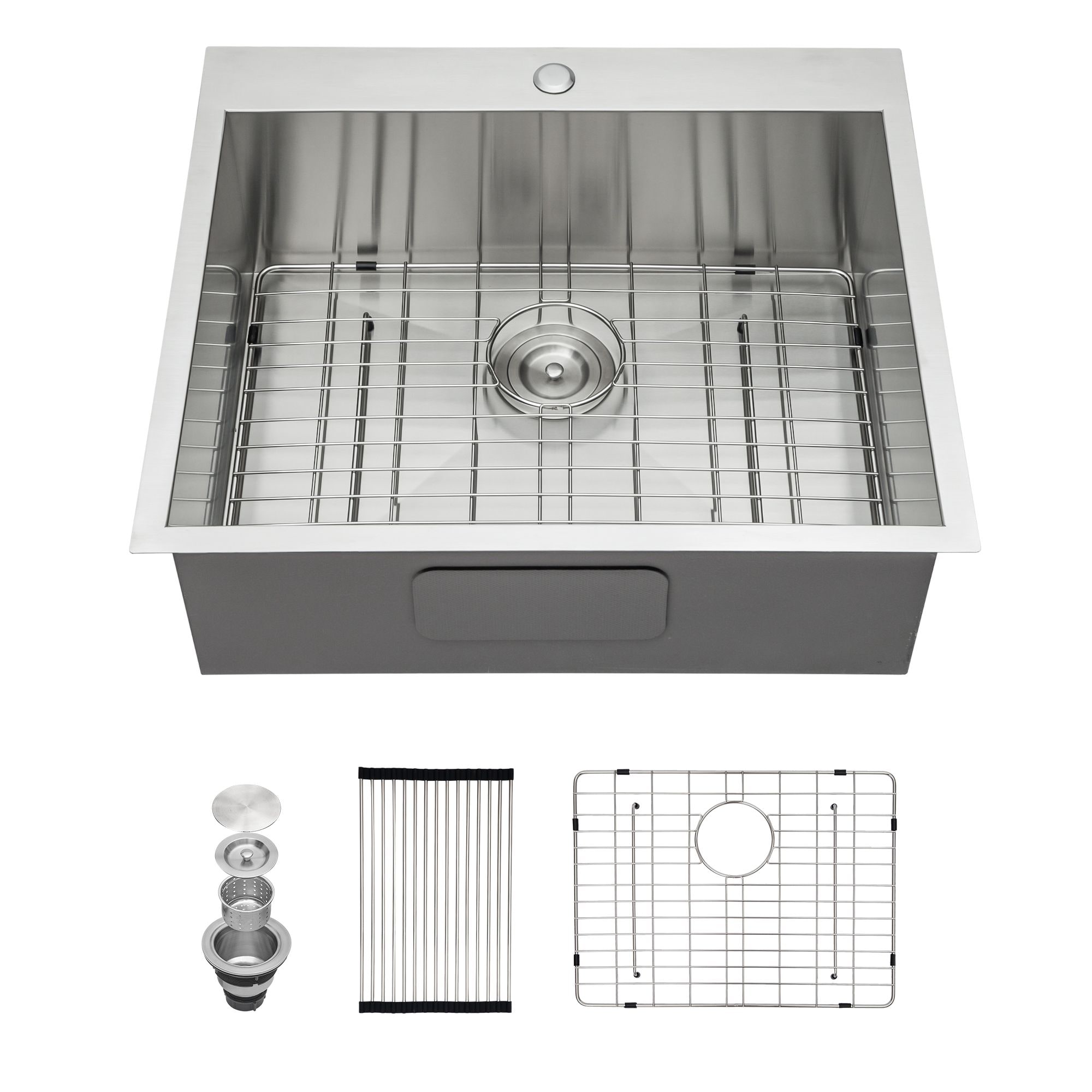 Tatayosi Kitchen Sink Drop-in Topmount Single Bowl Gunmetal Black Stainless Steel Sink Easy to Install Clean