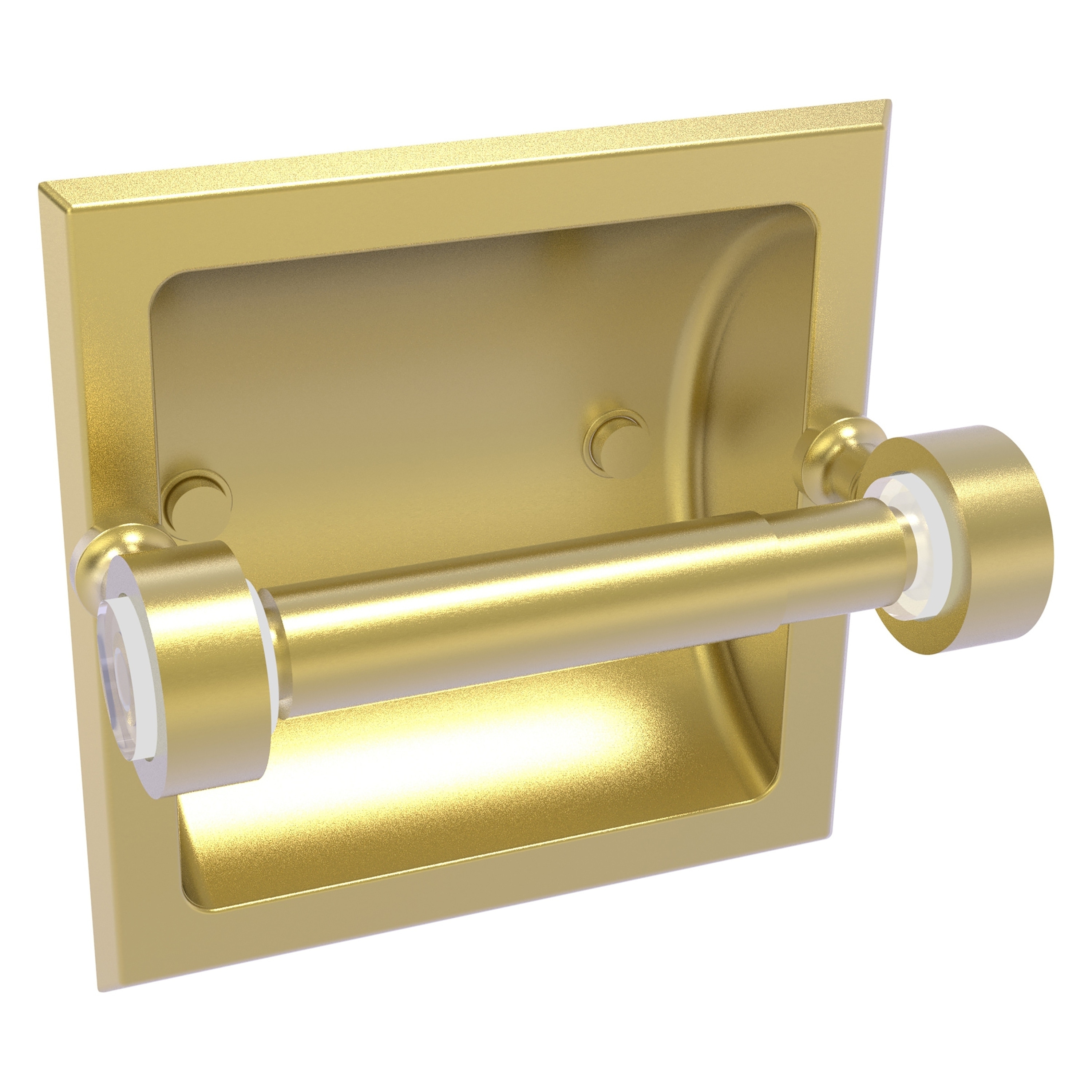 Allied Brass PG-24C-SBR Pacific Grove Satin Brass Recessed Double post Toilet Paper Holder 1 -Rolls with Storage