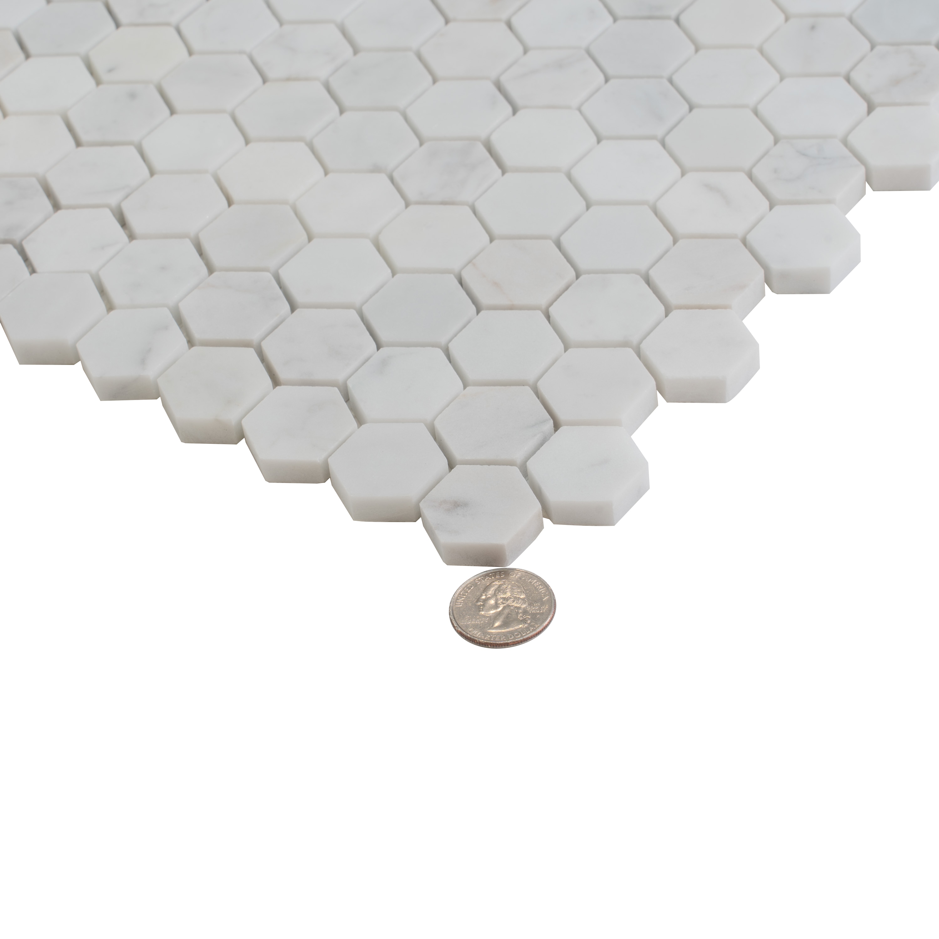 Apollo 11.2" x 11.7" White Hexagon Polished Marble Mosaic Tile