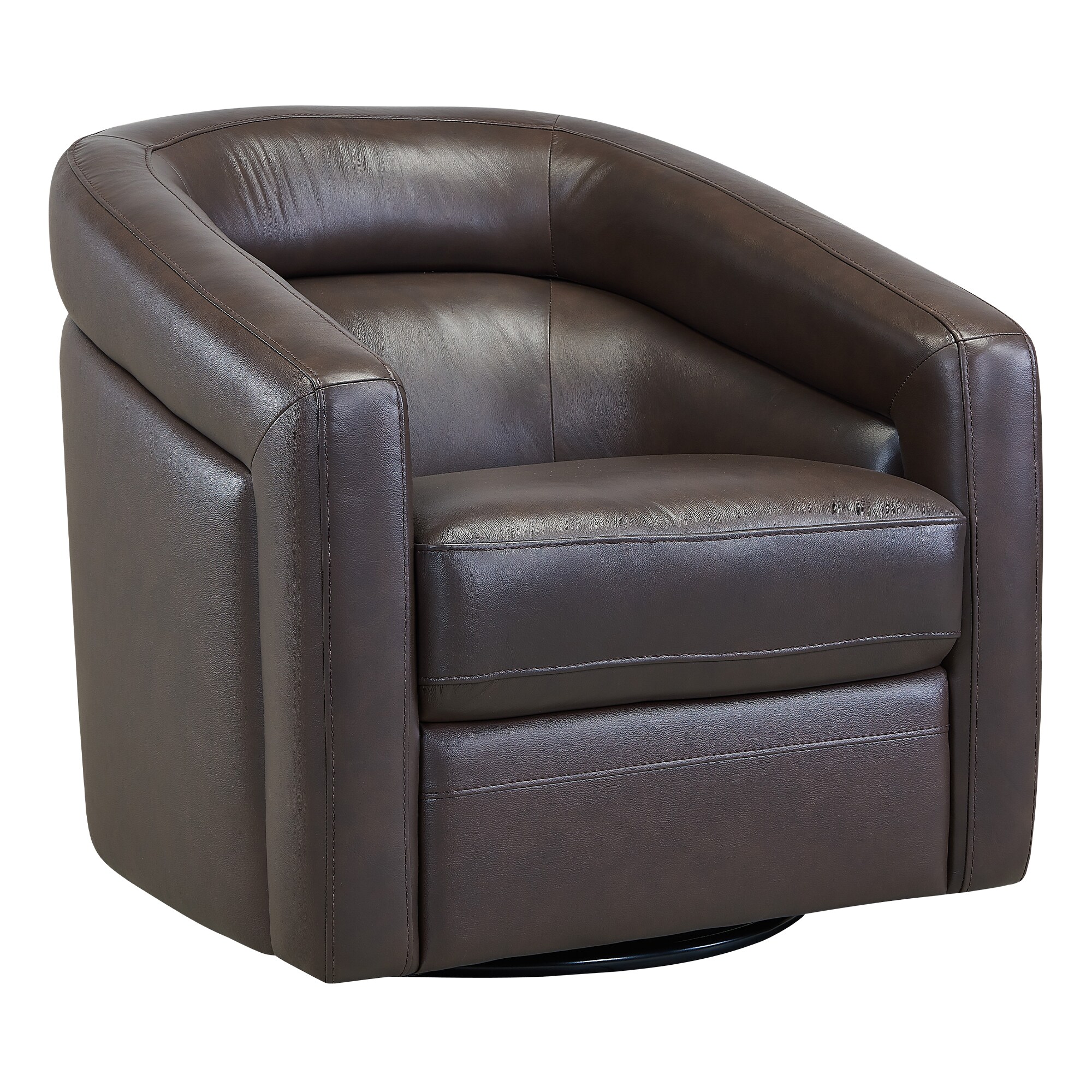 Armen Living LCDSCHES Desi Modern Espresso Leather Swivel Barrel Chair