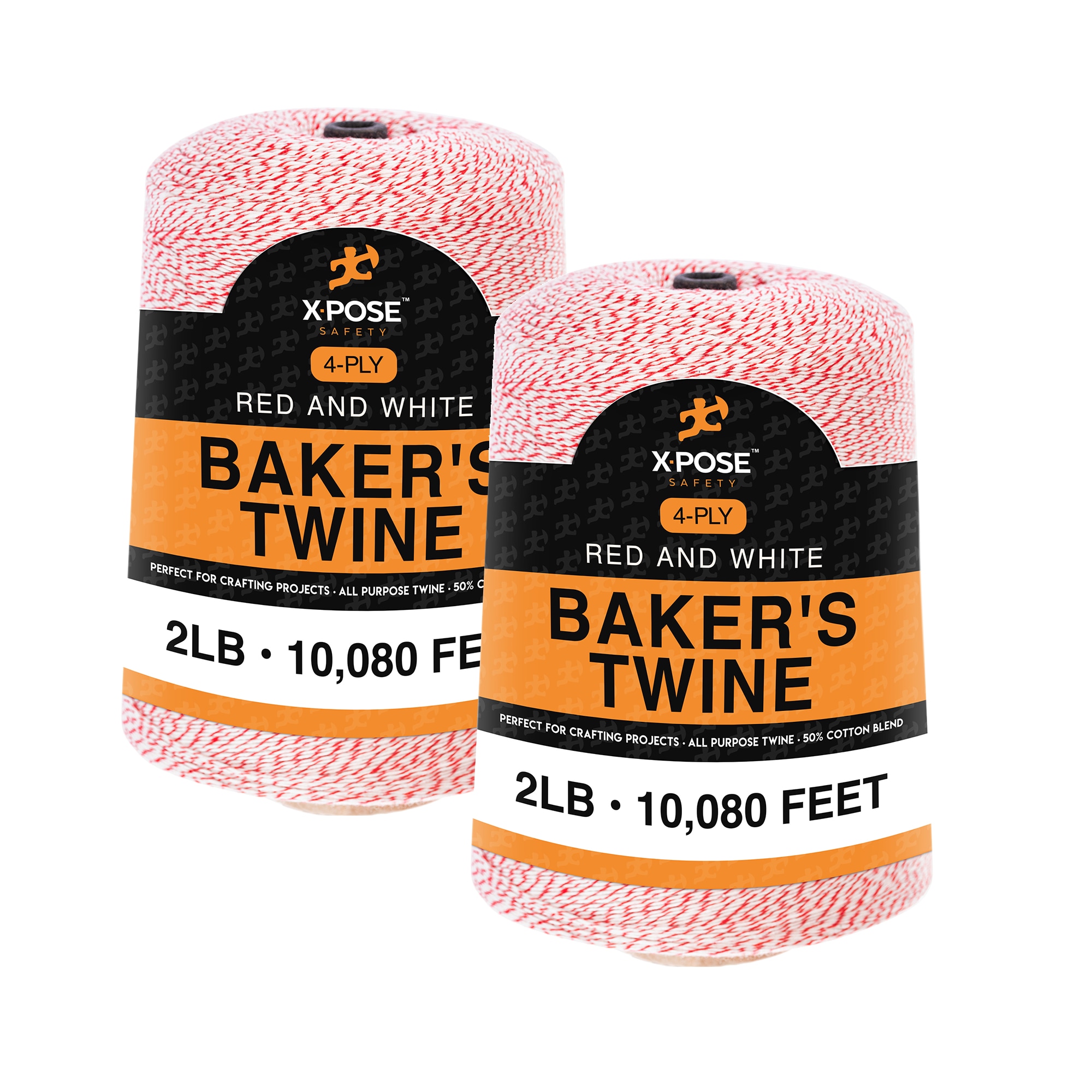 XPOSE SAFETY BT4-RW-1080-2-X-S 2 -Pack 10080-ft Red and White Cotton Twine String