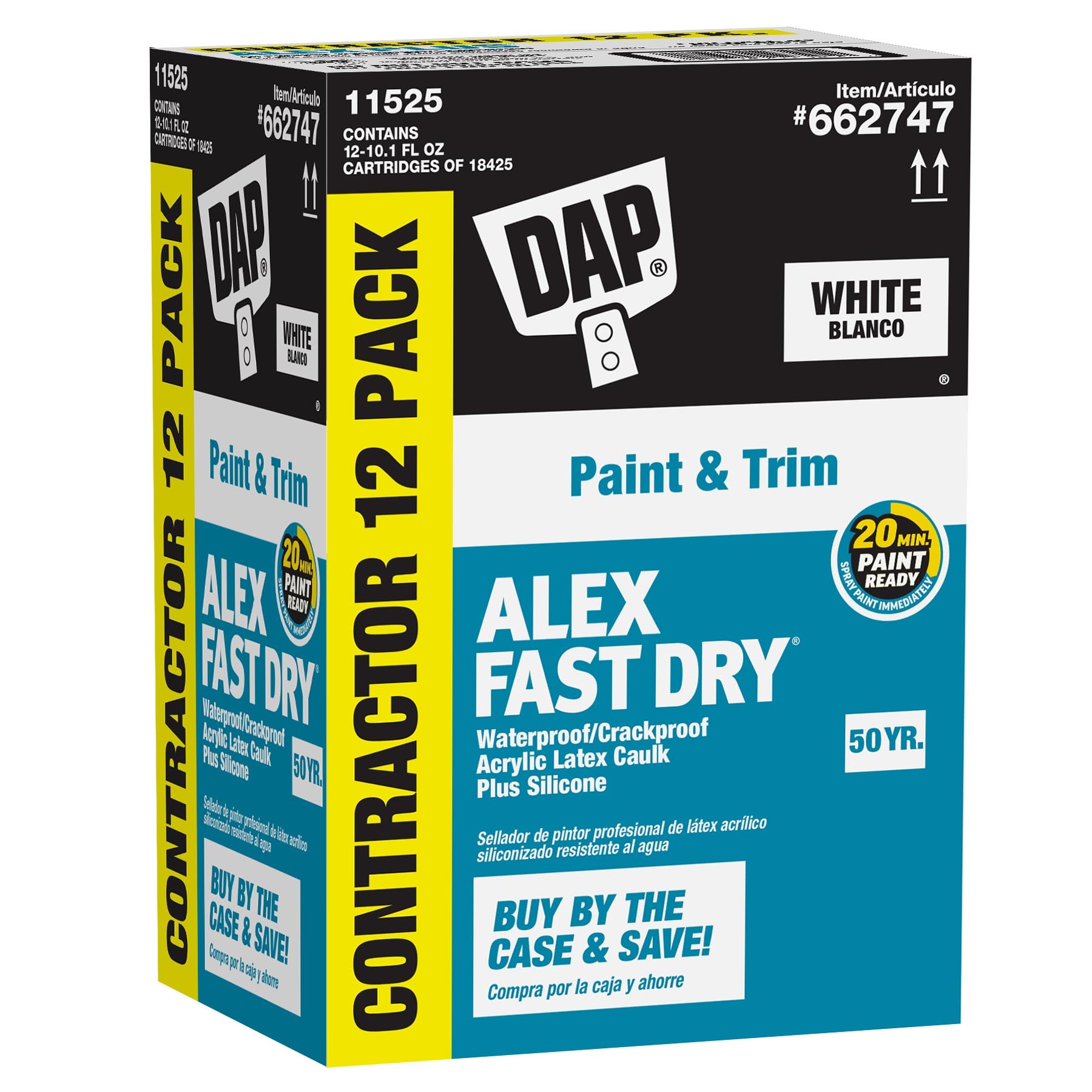 DAP ALEX Fast Dry 12 -Pack 10.1-oz Paint and Trim White Paintable Latex Caulk #11525