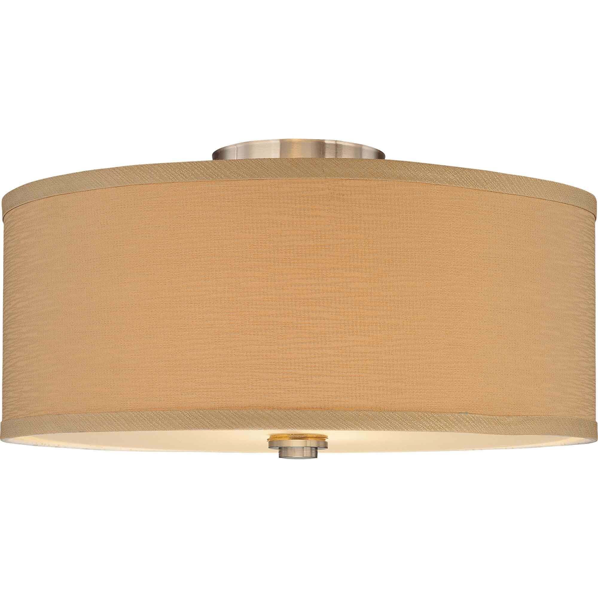 Brushed Nickel Glass Drum LED Ceiling Fixture