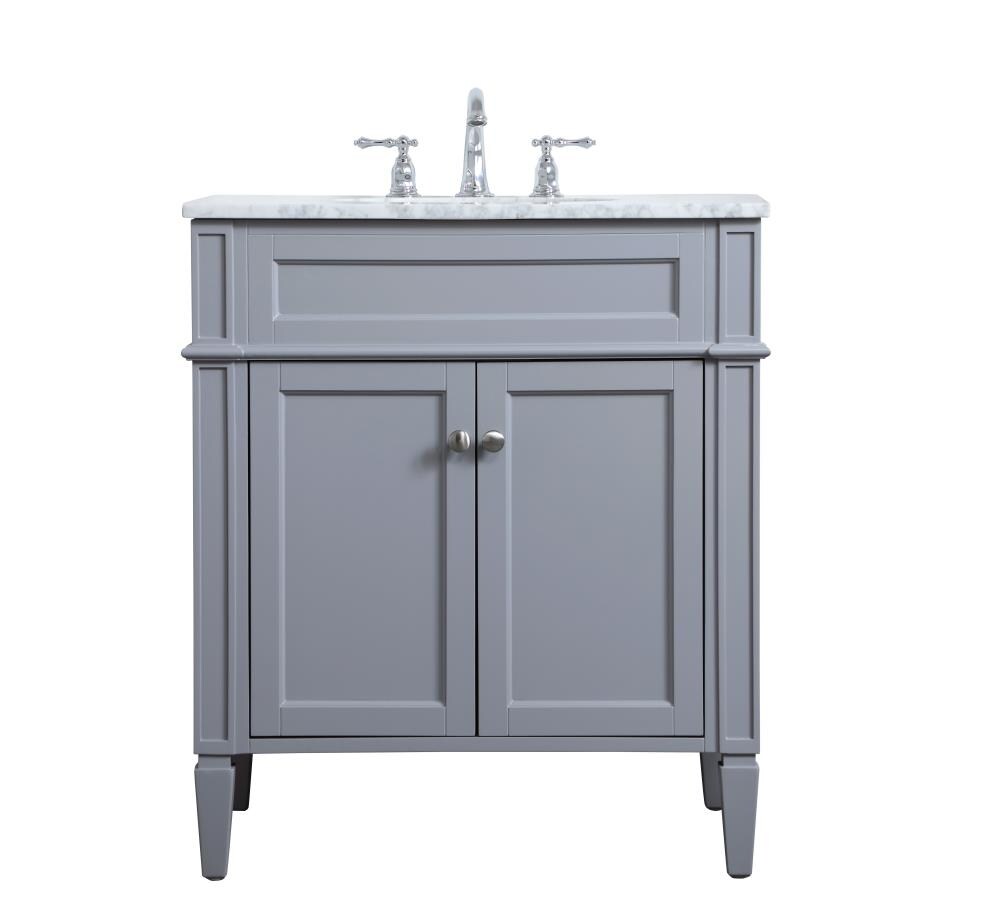 Gray Marble Top Single Bathroom Vanity with Porcelain Sink