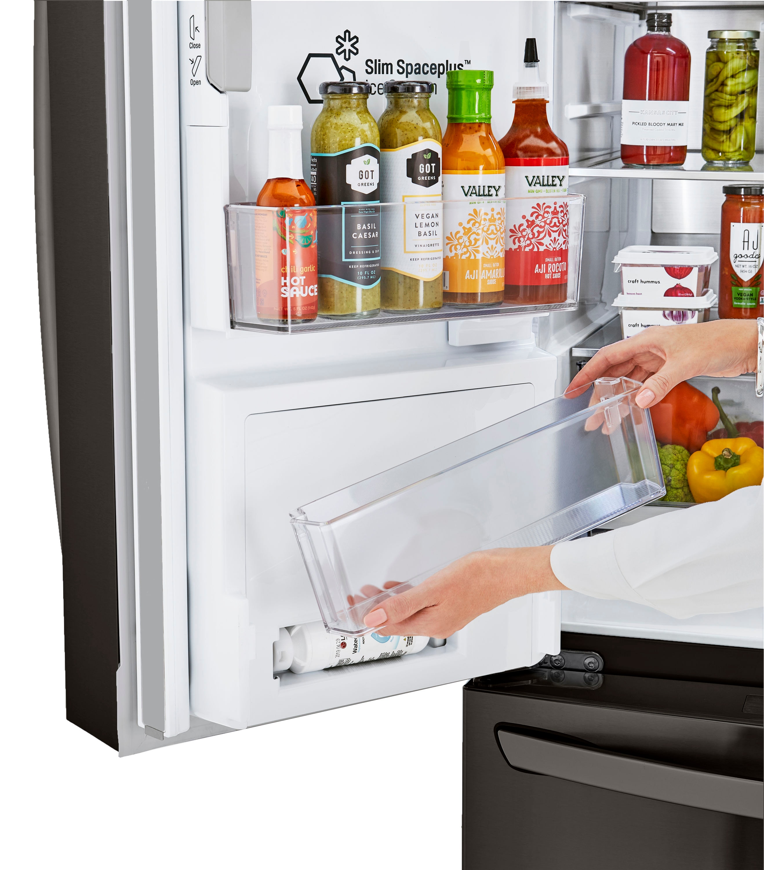 LG LRMDS3006D: Black Stainless Steel 30 Cu. ft. Smart Refrigerator with Craft Ice