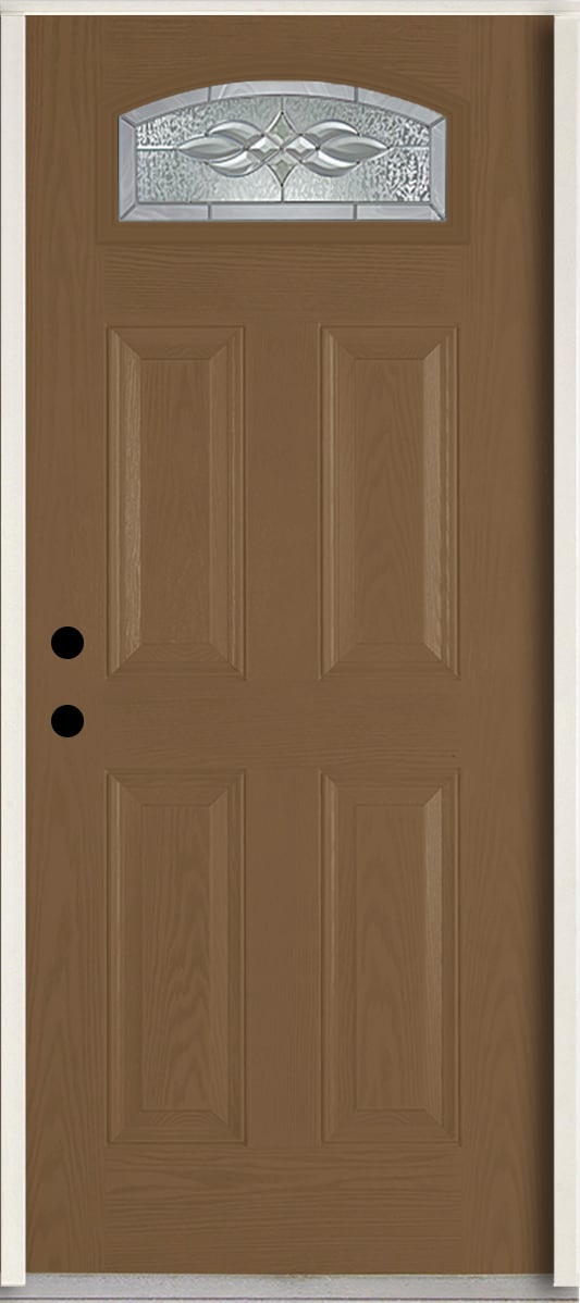 RELIABILT LO841738 Hampton 36-in x 80-in x 4-9/16-in Fiberglass 1/4 lite Right-hand inswing Woodhaven Stained Prehung Front Door Insulating core