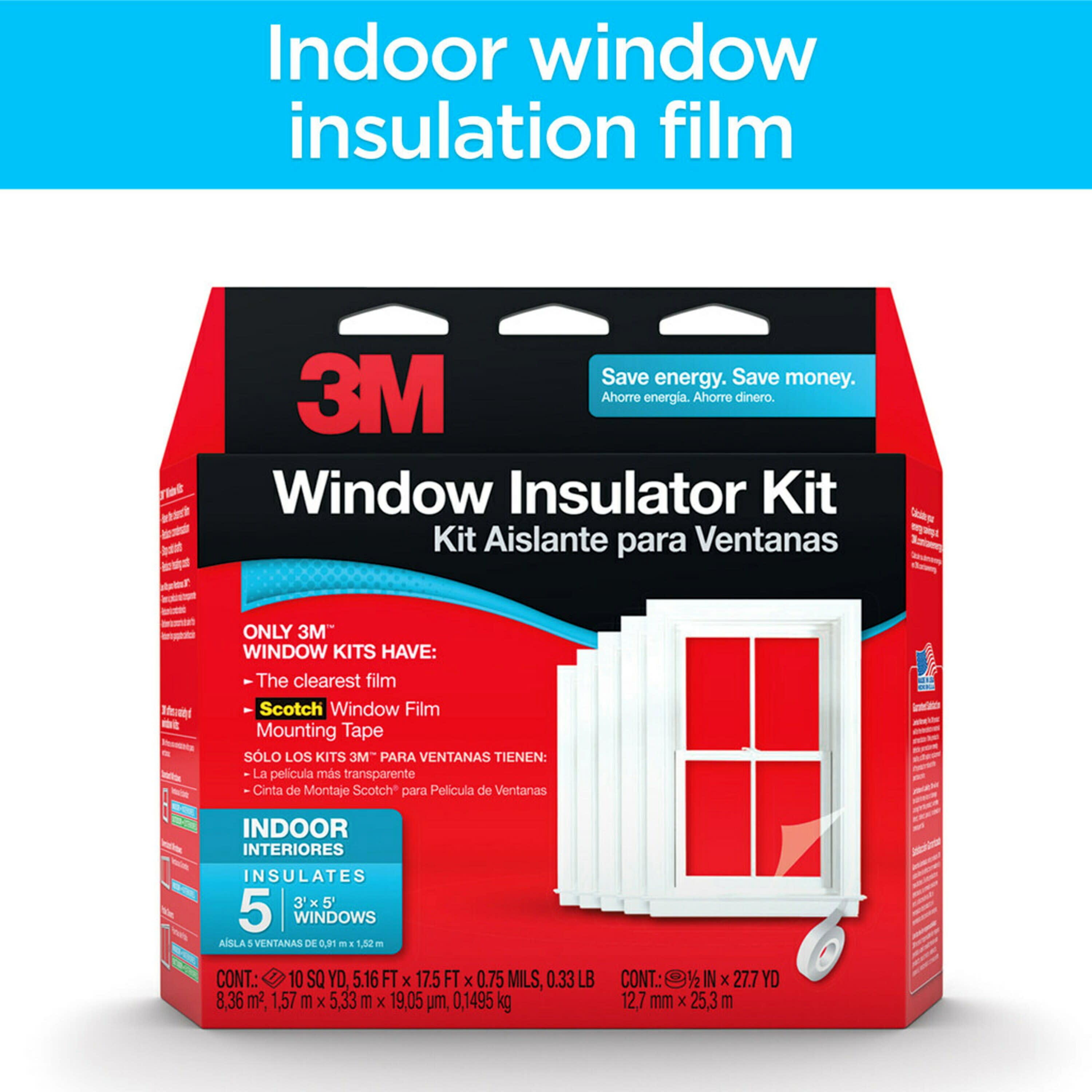 2 Window Insulation Kit Shrink Film Clear Keep out Draft & Humidity 60 x 72  Inch