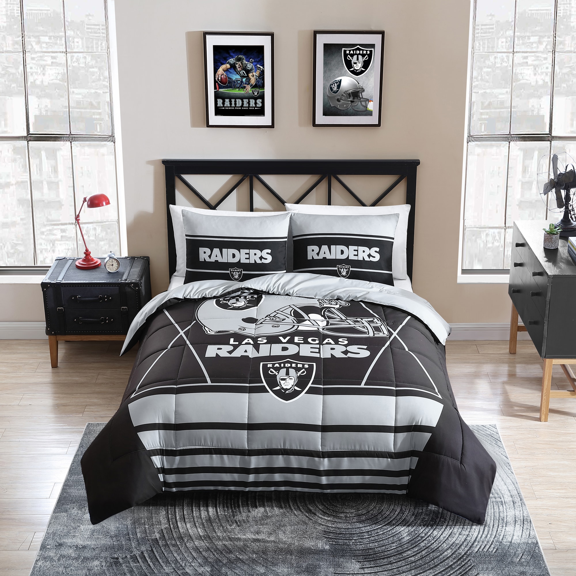 Las Vegas Raiders Block Logo Three Piece Full/Queen Bed Set 
