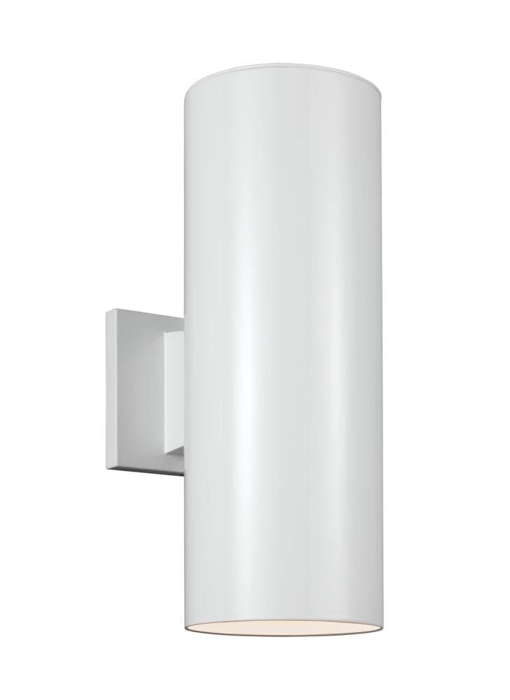 Generation Lighting 8313802EN3-15 Outdoor Cylinders 2 -Light 14.2500-in H Polished White Hardwired Outdoor Wall Light