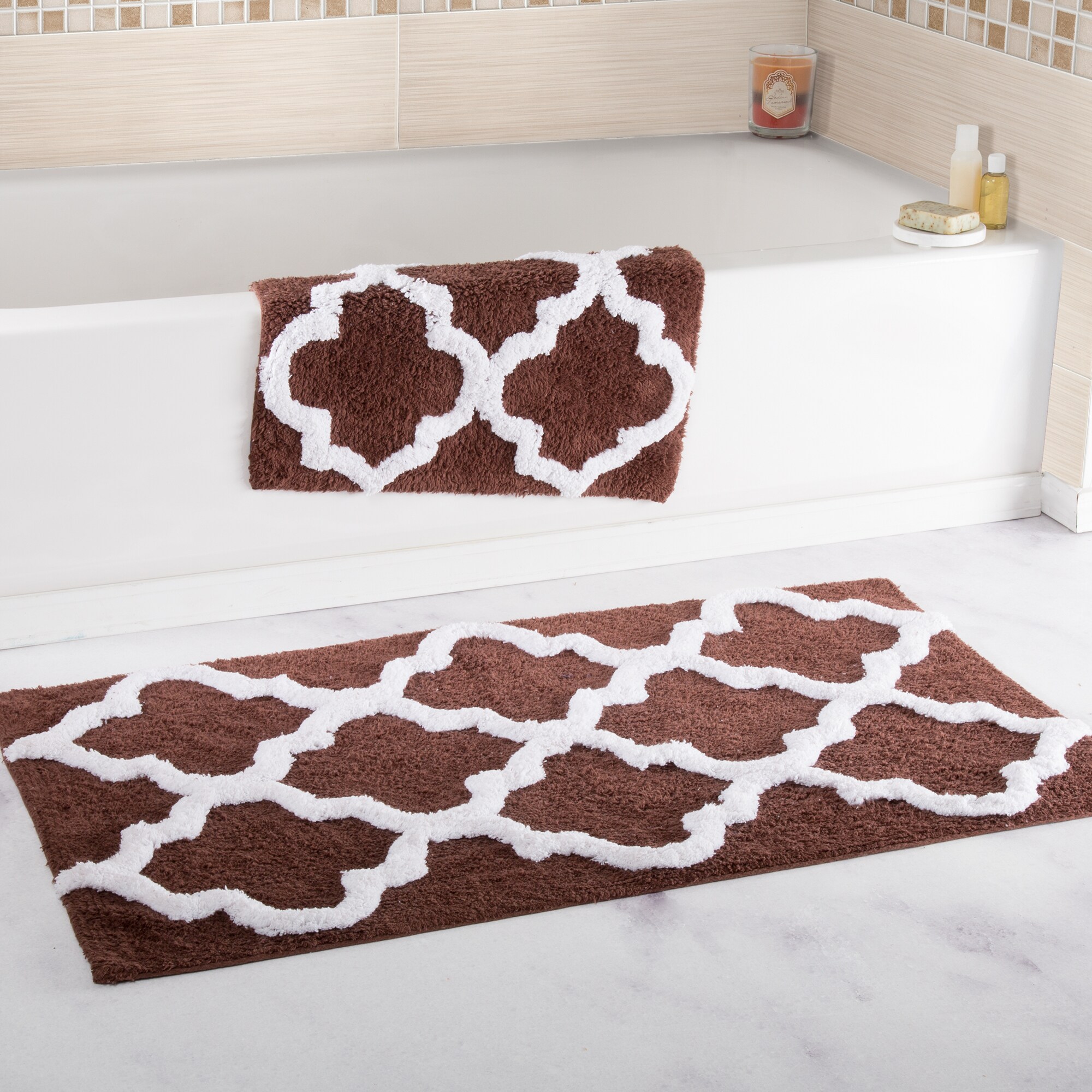 Hastings Home Bathroom Mats 22-in x 35-in Green Cotton Bath Mat in the Bathroom  Rugs & Mats department at