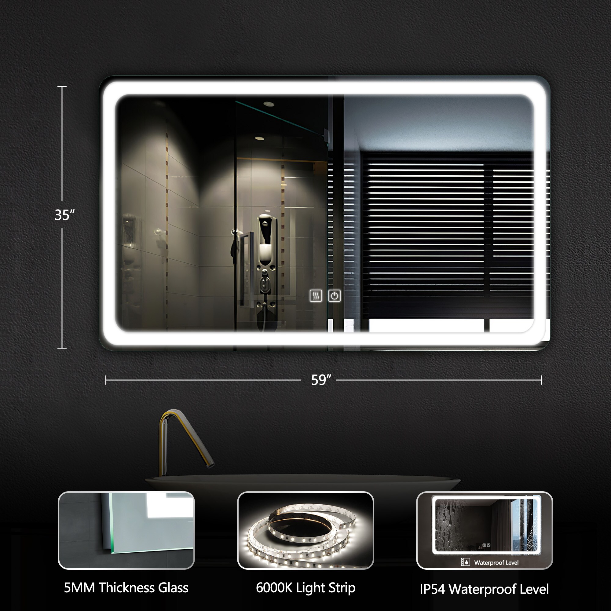 Dovelina LS-A-MR03090 Framed-Bath-Mirrors - View #6