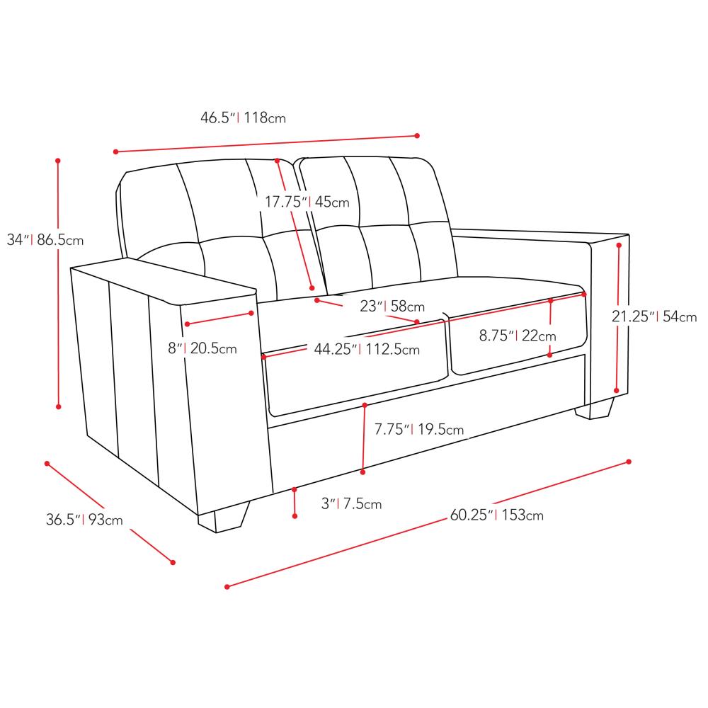 CorLiving Club Modern Chocolate Brown Faux Leather Loveseat in the ...