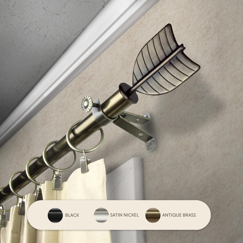 Hart & Harlow L4826-284 13/16-in Carly 28-in to 48-in Antique brass Steel Single curtain rod with Finials