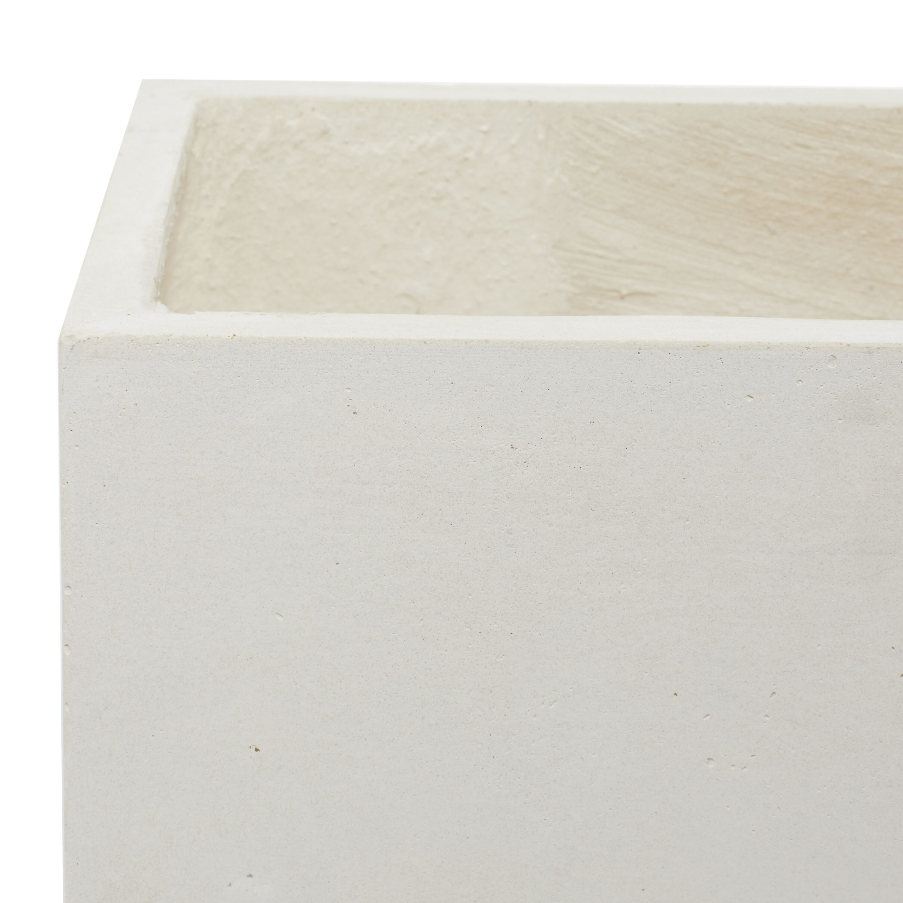 White Fiber Clay Rectangular Planters with Wood Legs, Set of 2