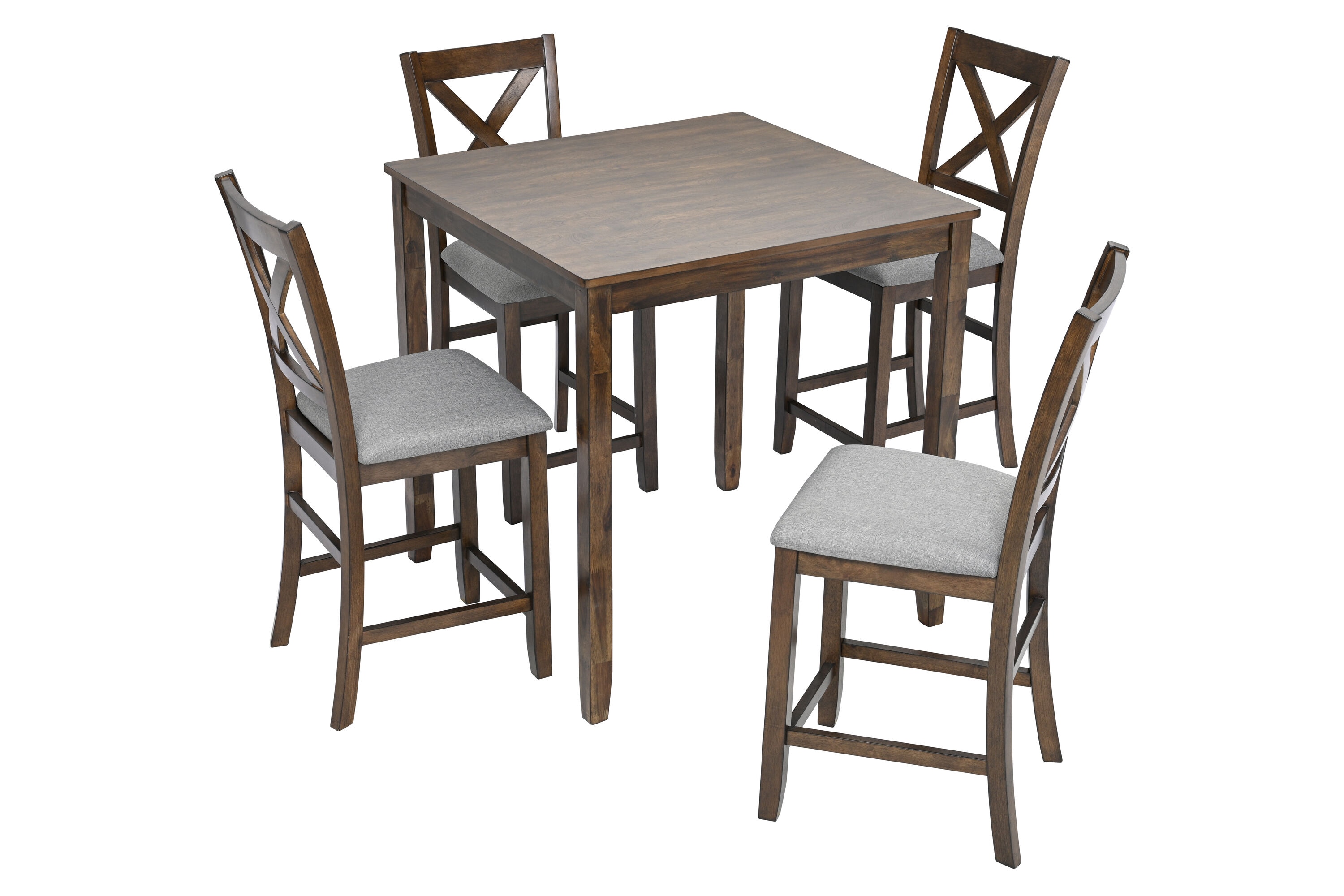 Siavonce XHS00032 Walnut Contemporary/Modern Dining Room Set with Square Table ( Seats 4 )