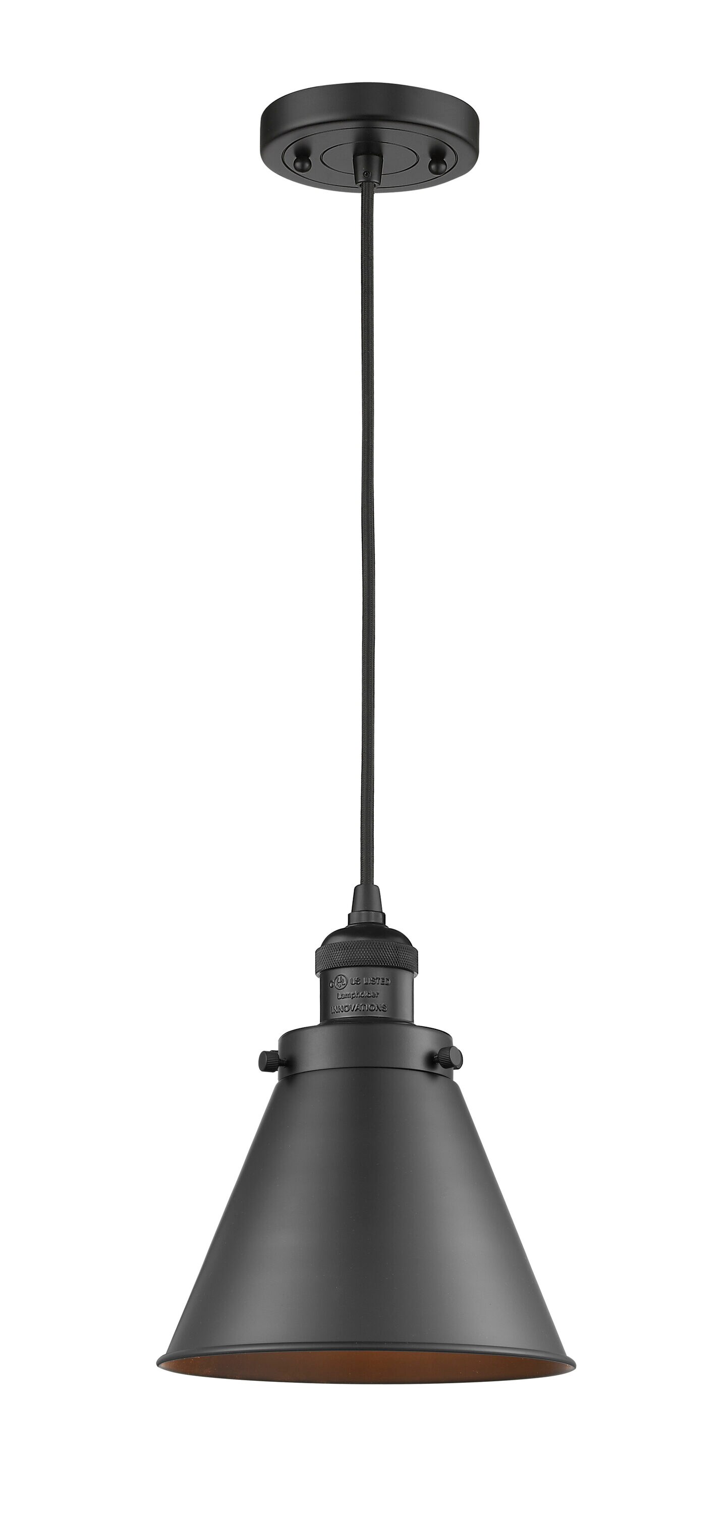 Matte Black Mini Pendant Light with Cone Shade