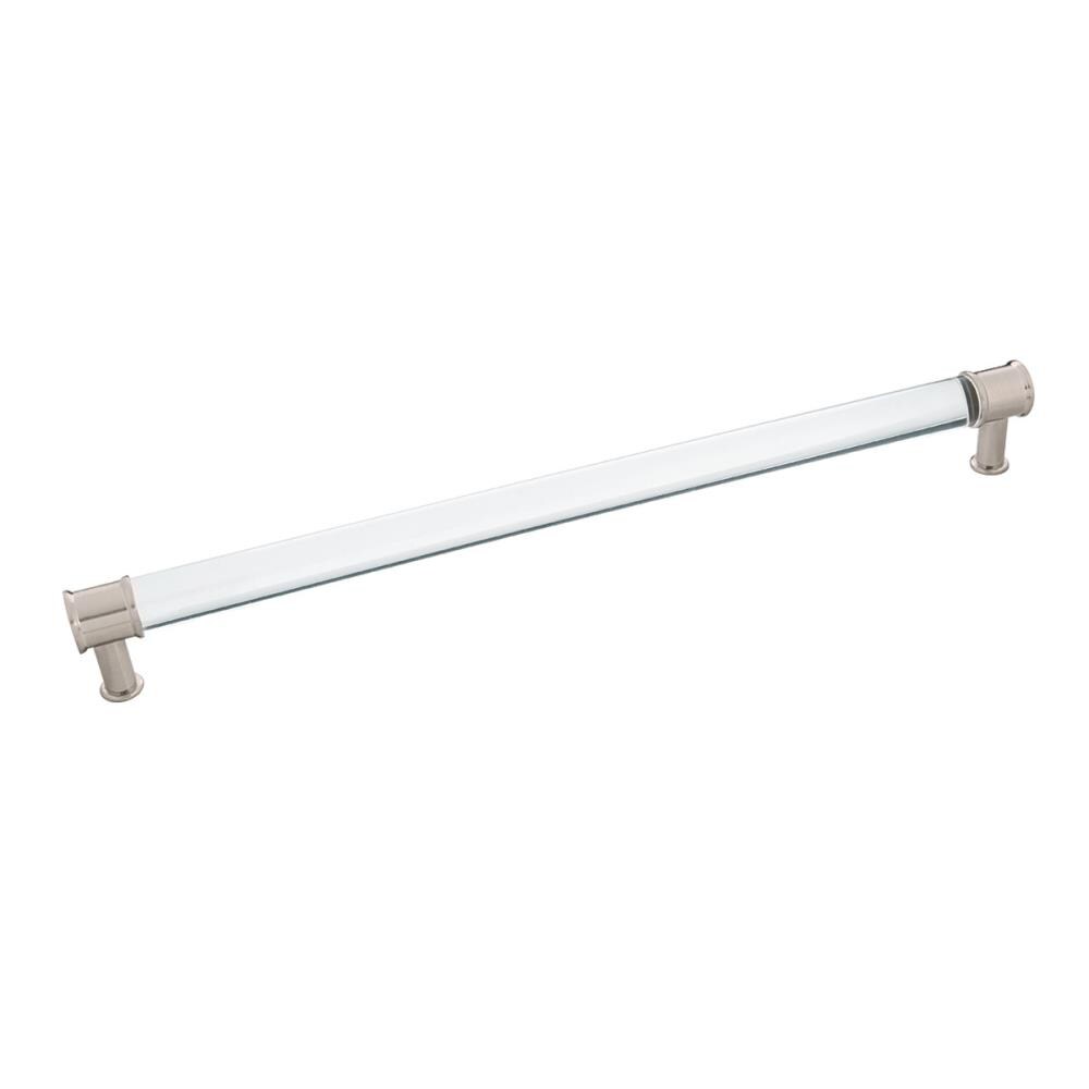 12" Satin Nickel and Clear Acrylic Bar Cabinet Pull