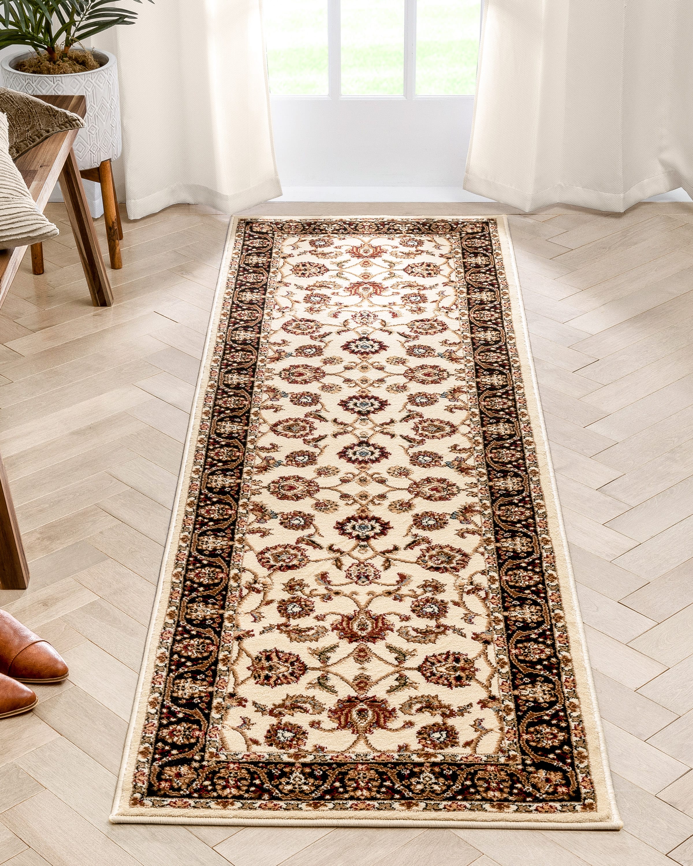 Well Woven 549322L 2 x 10 (ft) Loomed Polypropylene Ivory Rectangular Indoor Medallion Persian Runner rug