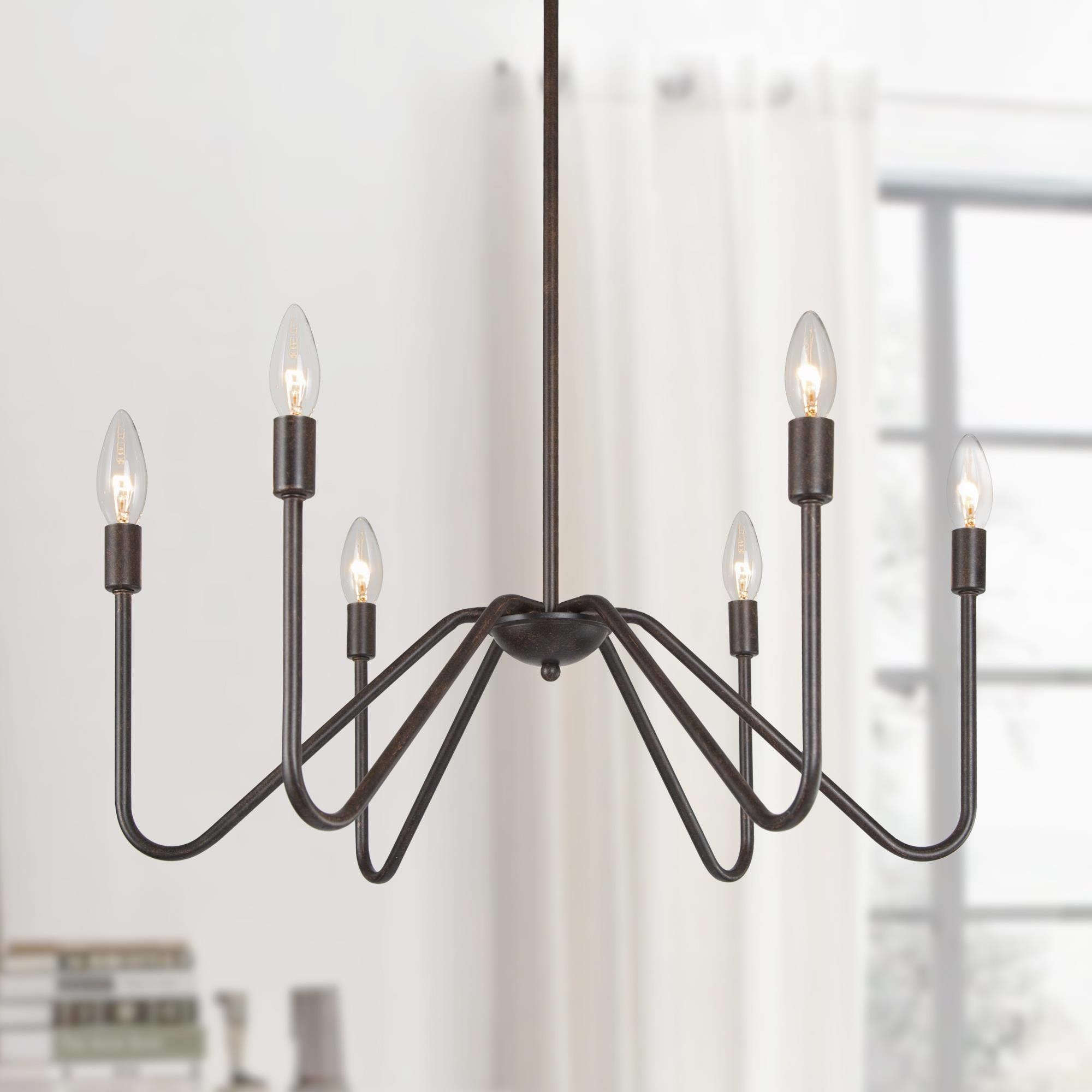 Uolfin IRVUR3-LWS23770-E7 6 -Light Distressed Black Farmhouse For Use in Bedrooms, Dining Rooms, Foyers, Kitchens, Living Rooms Chandelier