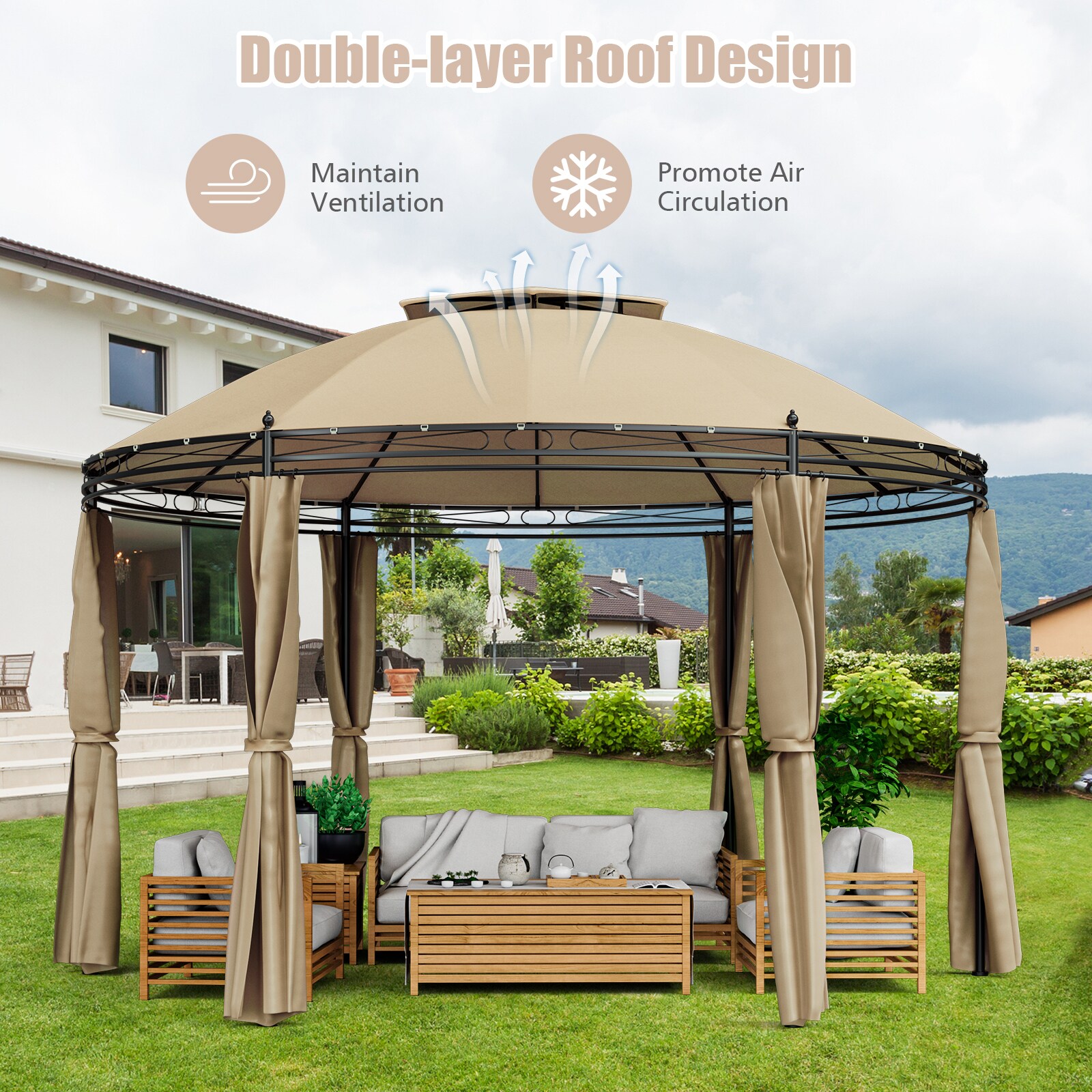 Forclover HYFC-0384BN Wood-Resin-Gazebos - View #7