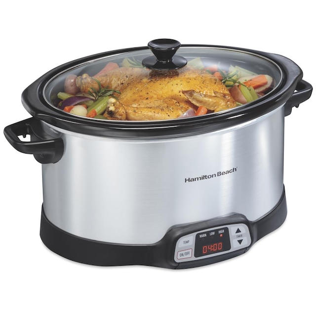 Hamilton Beach 8-Quart Stainless Steel Oval Slow Cooker in the Slow Cookers  department at