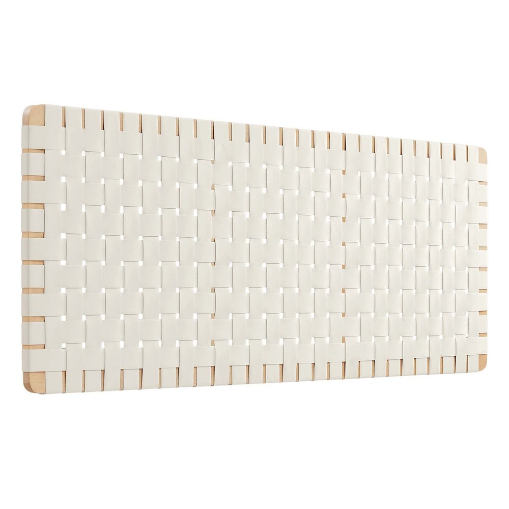 Modway -  Sparta Weave Wall-Mount Vegan Leather Queen Headboard in Natural Beige