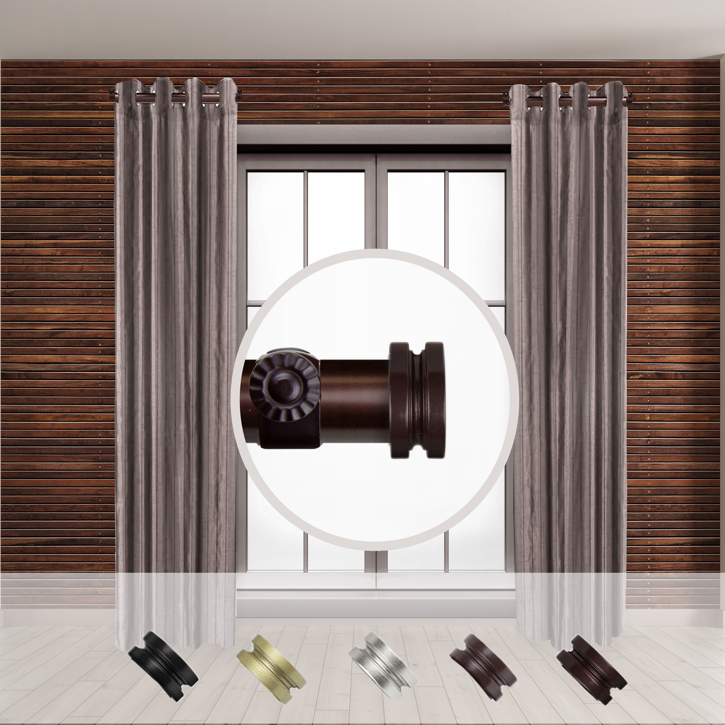 Hart & Harlow LO-SIDE100-50-9 Kyle 1-in 12-in to 20-in Bronze Steel Side curtain rod with Finials