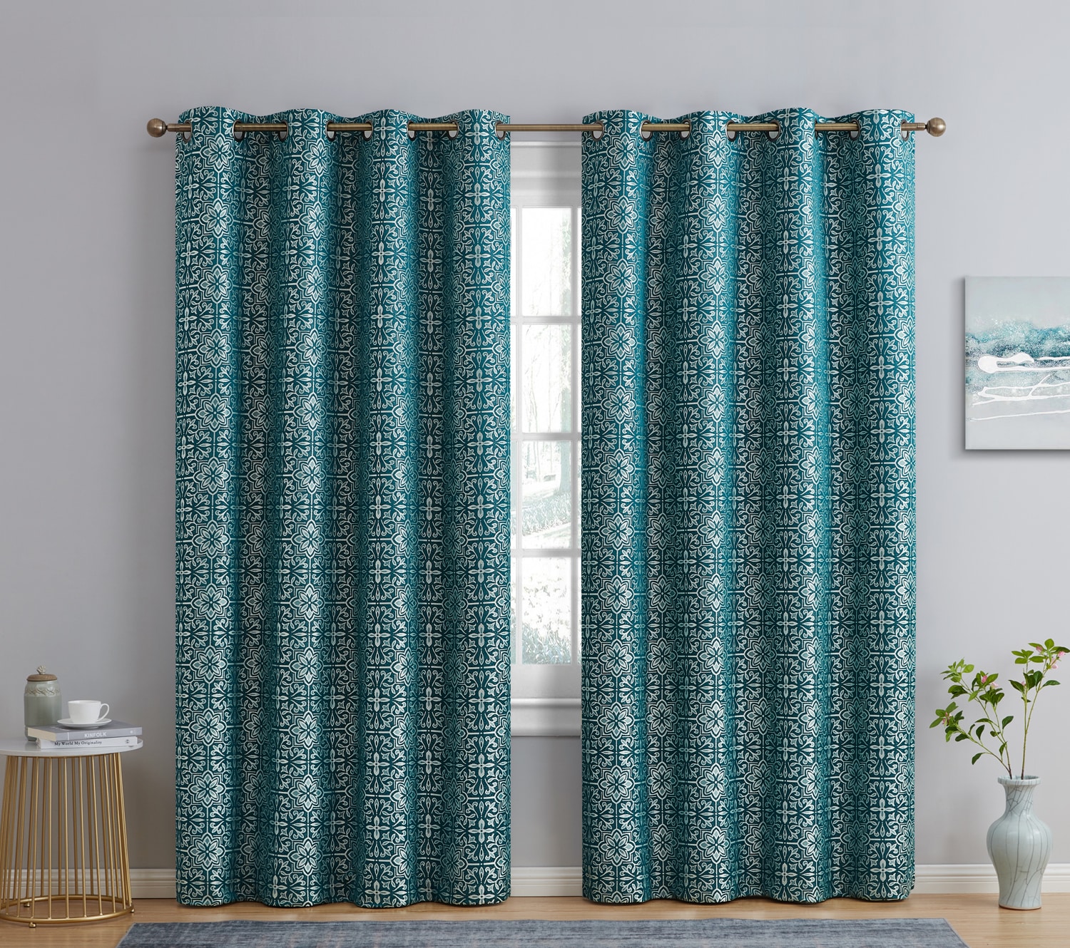 HLC.me MIA-BLKT-TEAL63 curtains - View #2