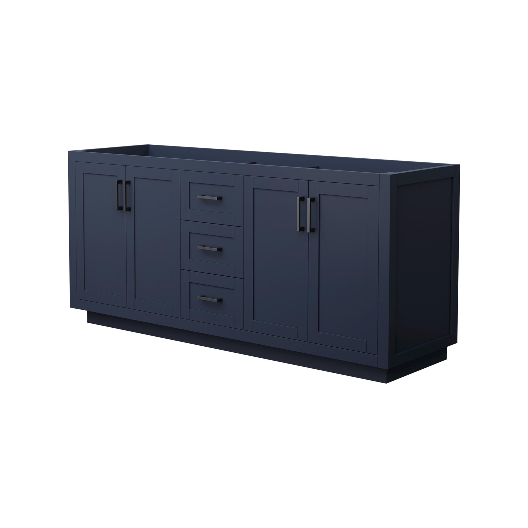 Wyndham Collection WCF292972DBBCXSXXMXX Miranda 72-in Dark Blue with Matte Black Trim Bathroom Vanity Base Cabinet without Top