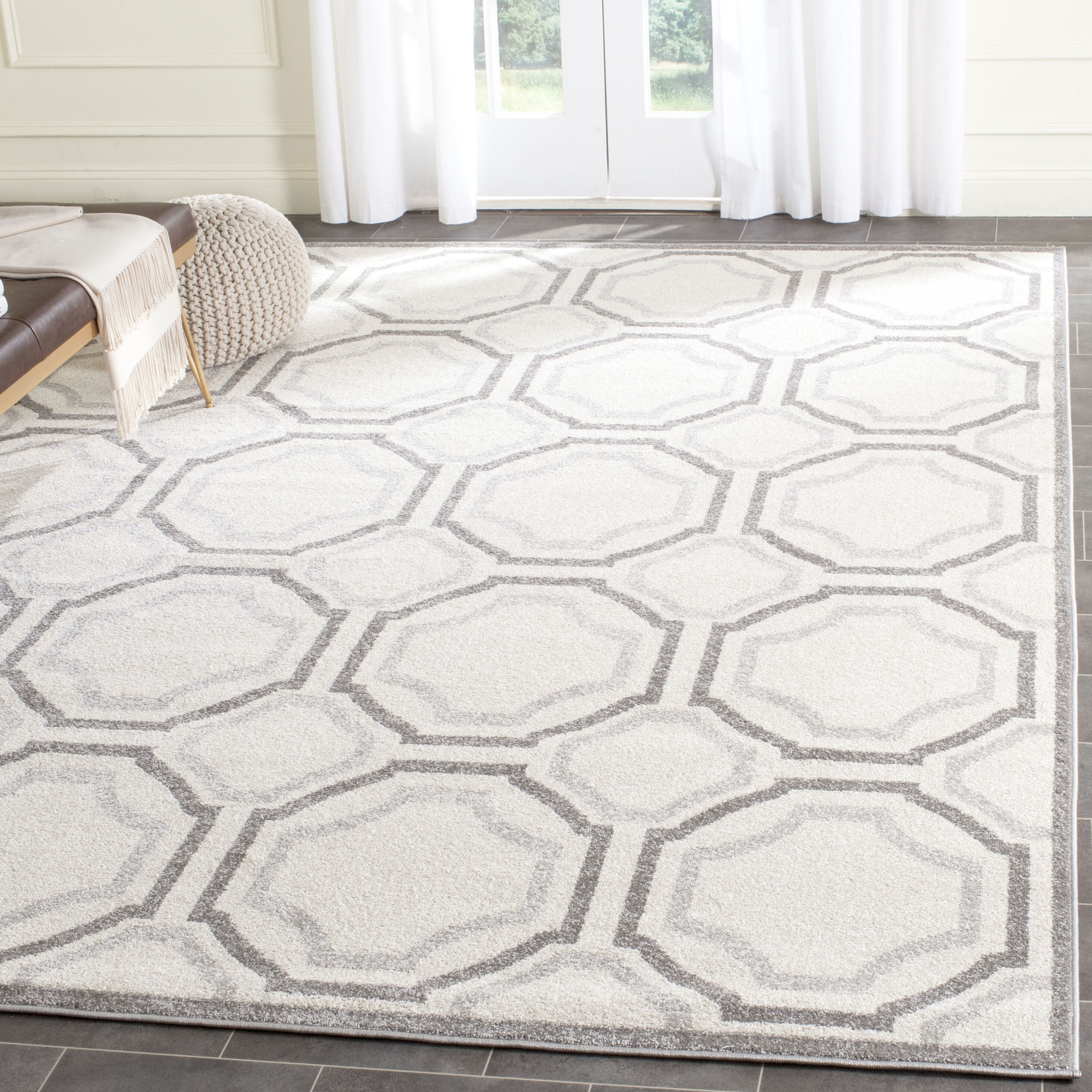 Safavieh AMT411E-9 Amherst Mosaic 9 x 12 (ft) Loomed Synthetic Ivory/Light Gray Rectangular Indoor Geometric Area rug