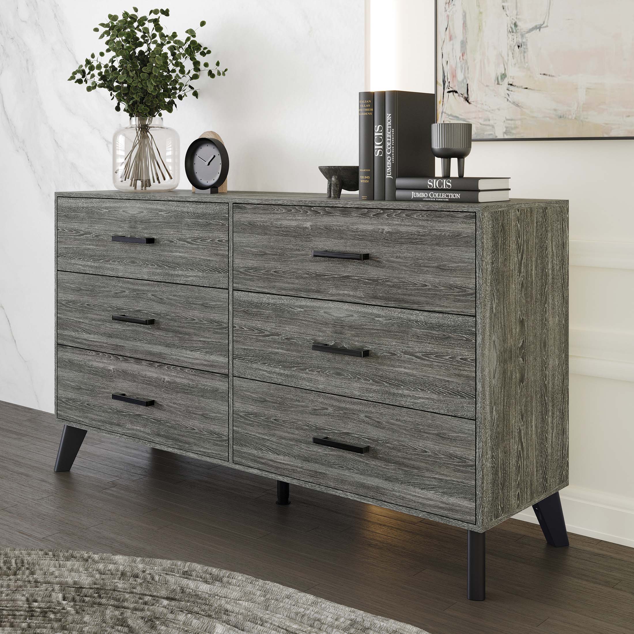 CasePiece C90135DR-DGY Dark Grey 6 -Drawer Standard dresser