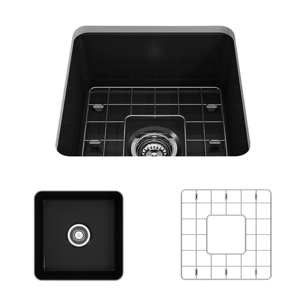 BOCCHI 1359-004-0120 Sotto 18-in L x 18-in W Fireclay No Faucet Hole Drop-in or undermount Commercial/Residential Bar Sink