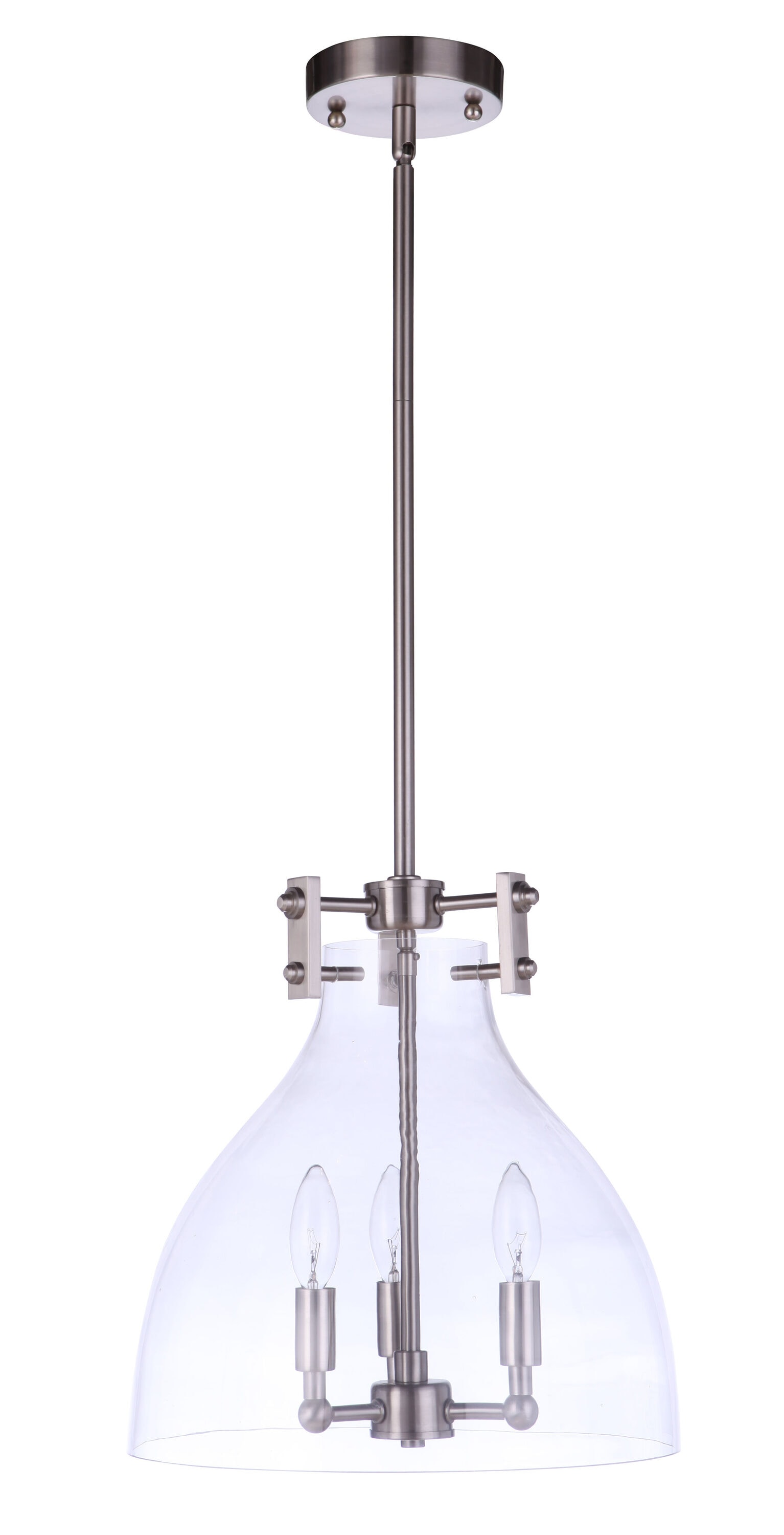 Craftmade 55893-BNK Chardonnay 3 -Light Brushed Polished Nickel Transitional Clear glass Bell Medium Hanging Pendant light